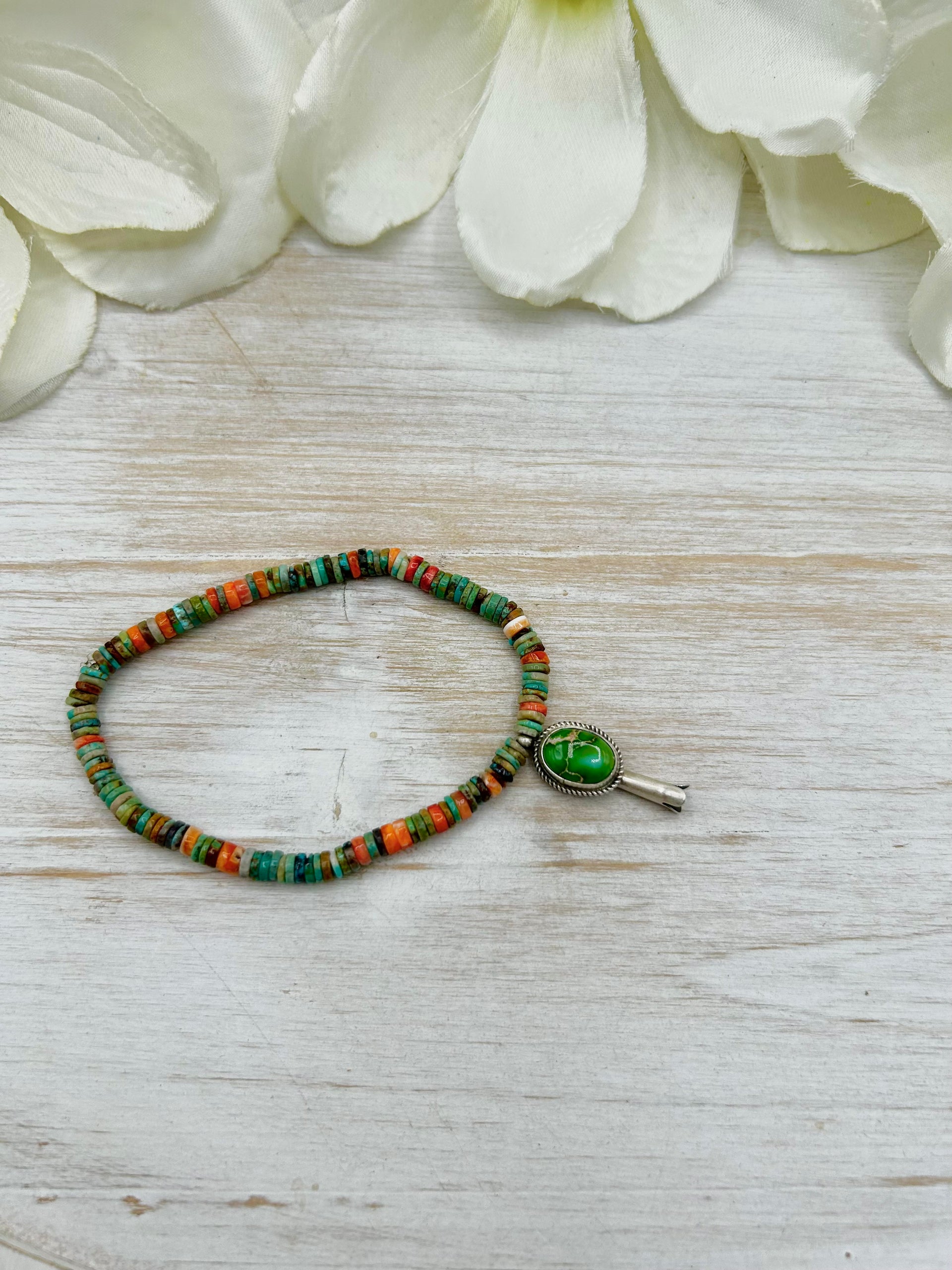 George Rios Multi Stone & Sterling Silver Stretchy Bracelet