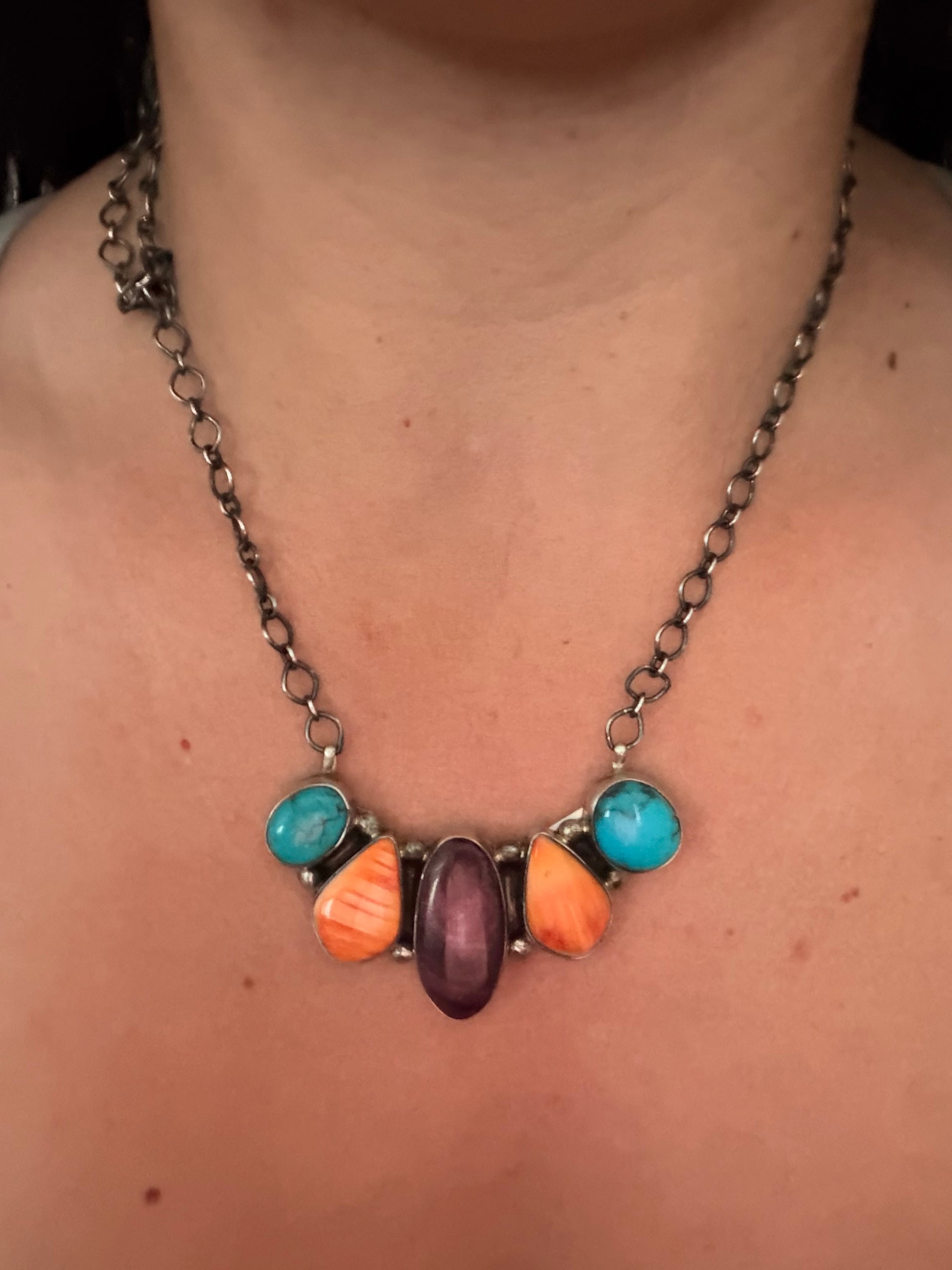 Antionette Martinez Multi Stone & Sterling Silver Necklace
