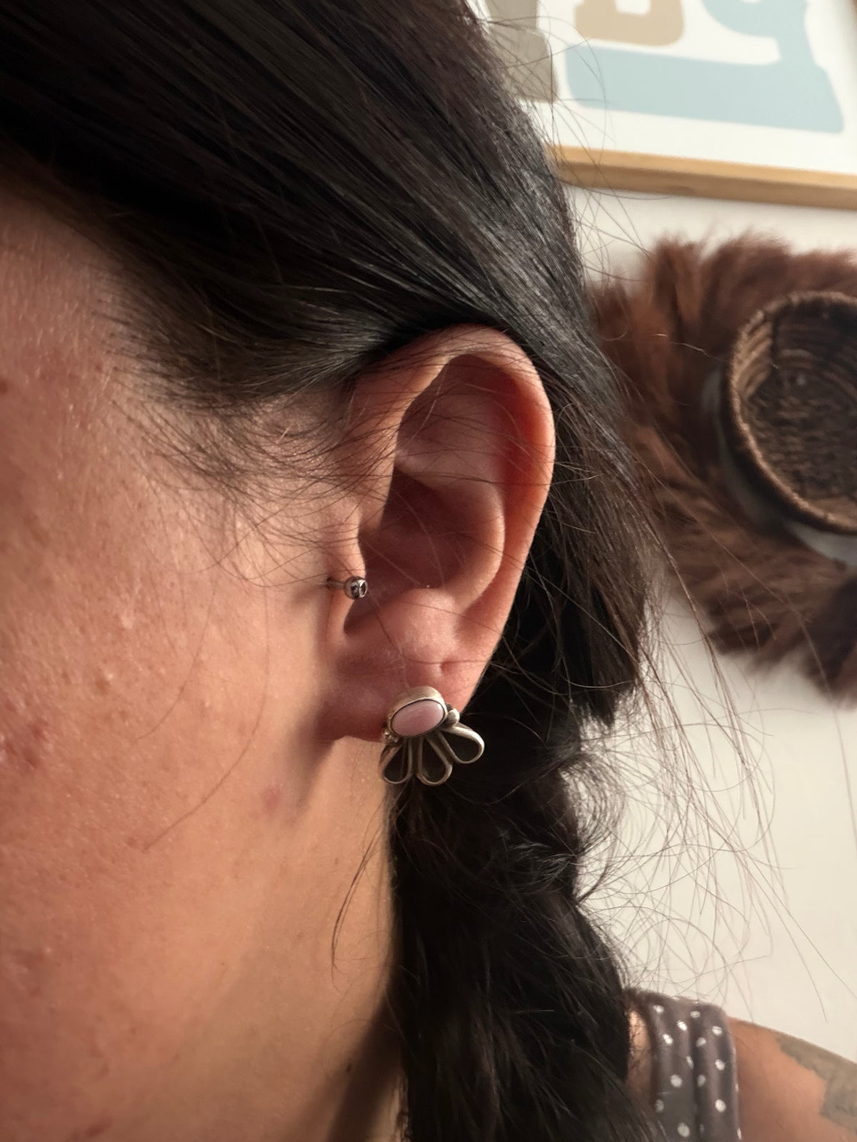 Geraldine James Pink Conch & Sterling Silver Post Earrings