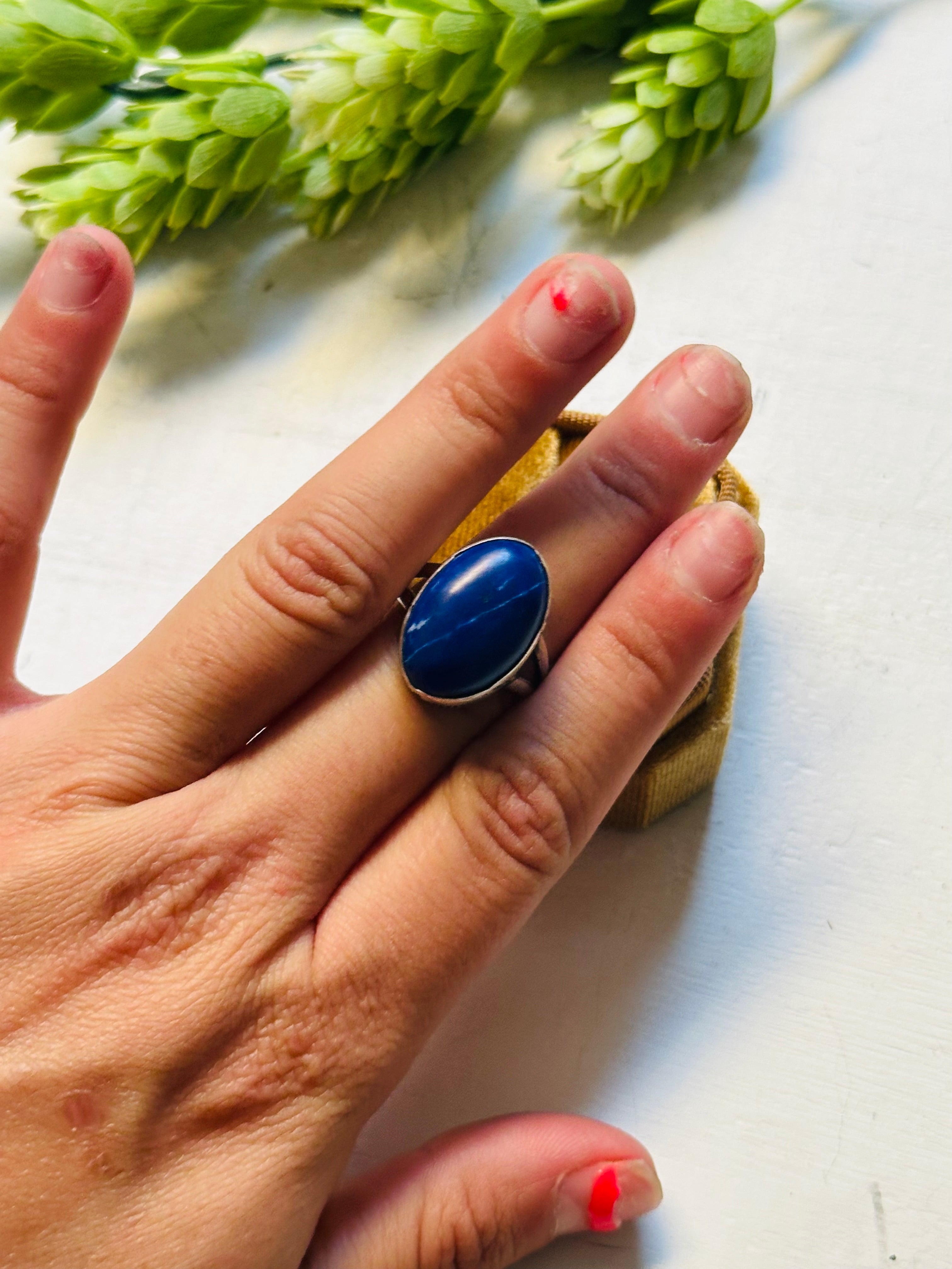 Navajo Made Lapis & Sterling Silver Ring