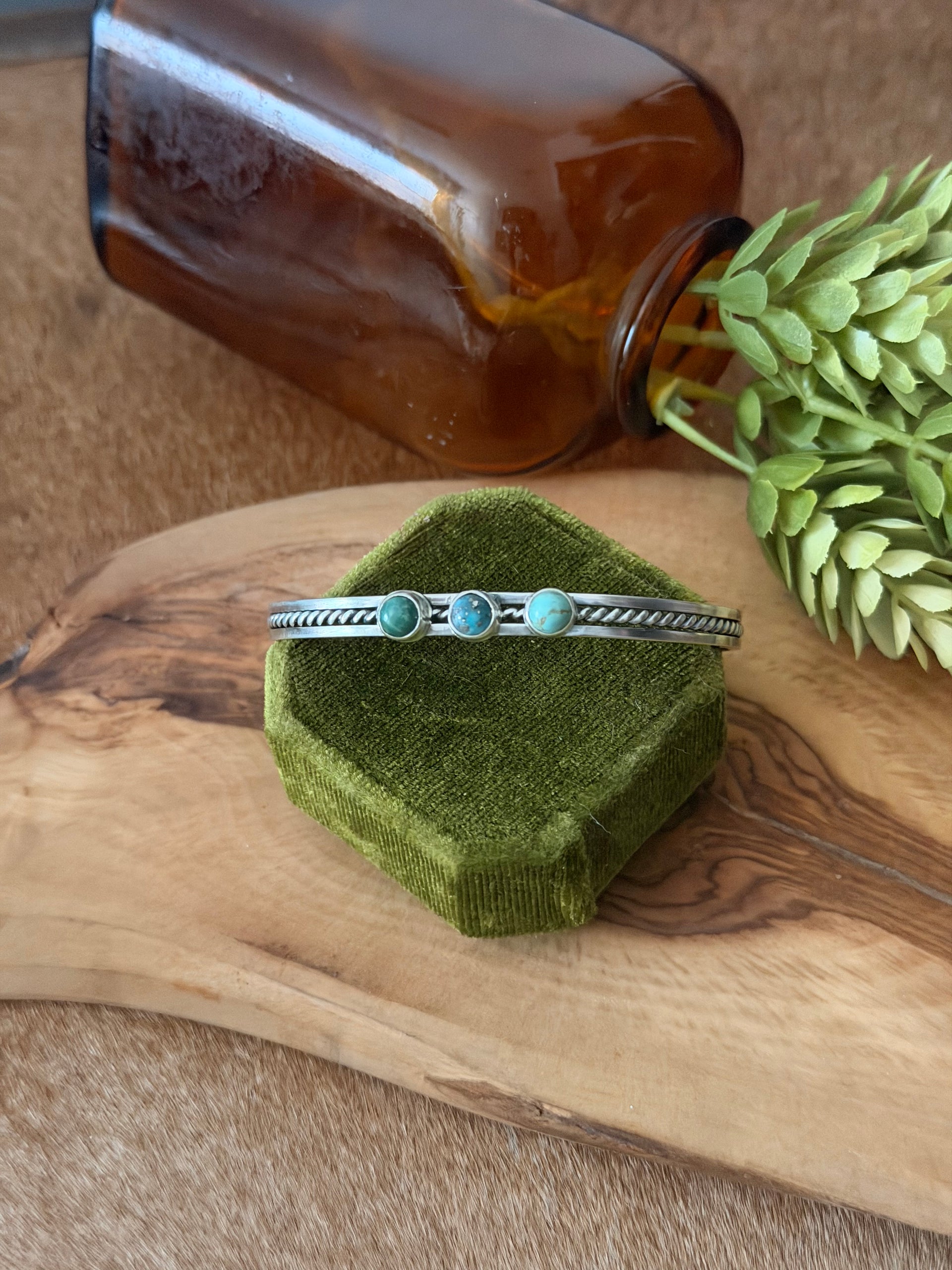 Junior Begay Kingman Turquoise & Sterling Silver Cuff Bracelet