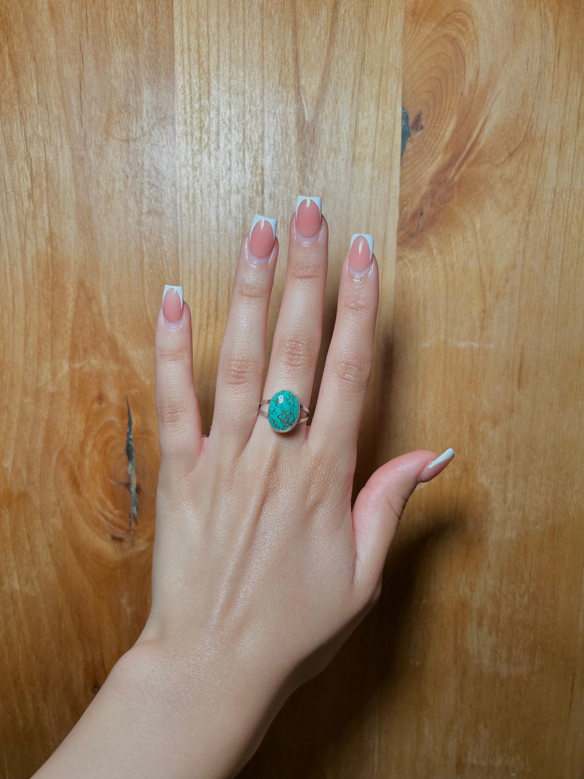 Navajo Made Kingman Turquoise & Sterling Silver Ring Size 6.25