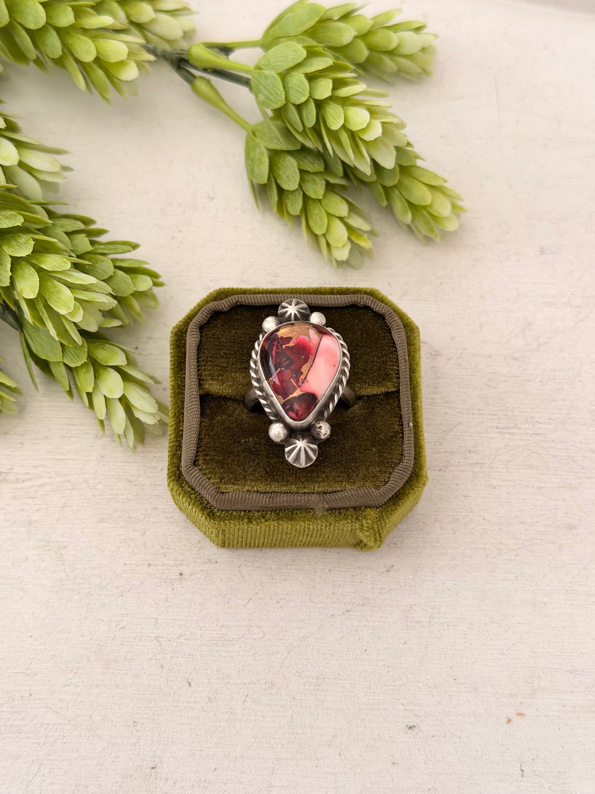 Johnny Dixon Rose Dahlia & Sterling Sliver Cluster Adjustable Ring