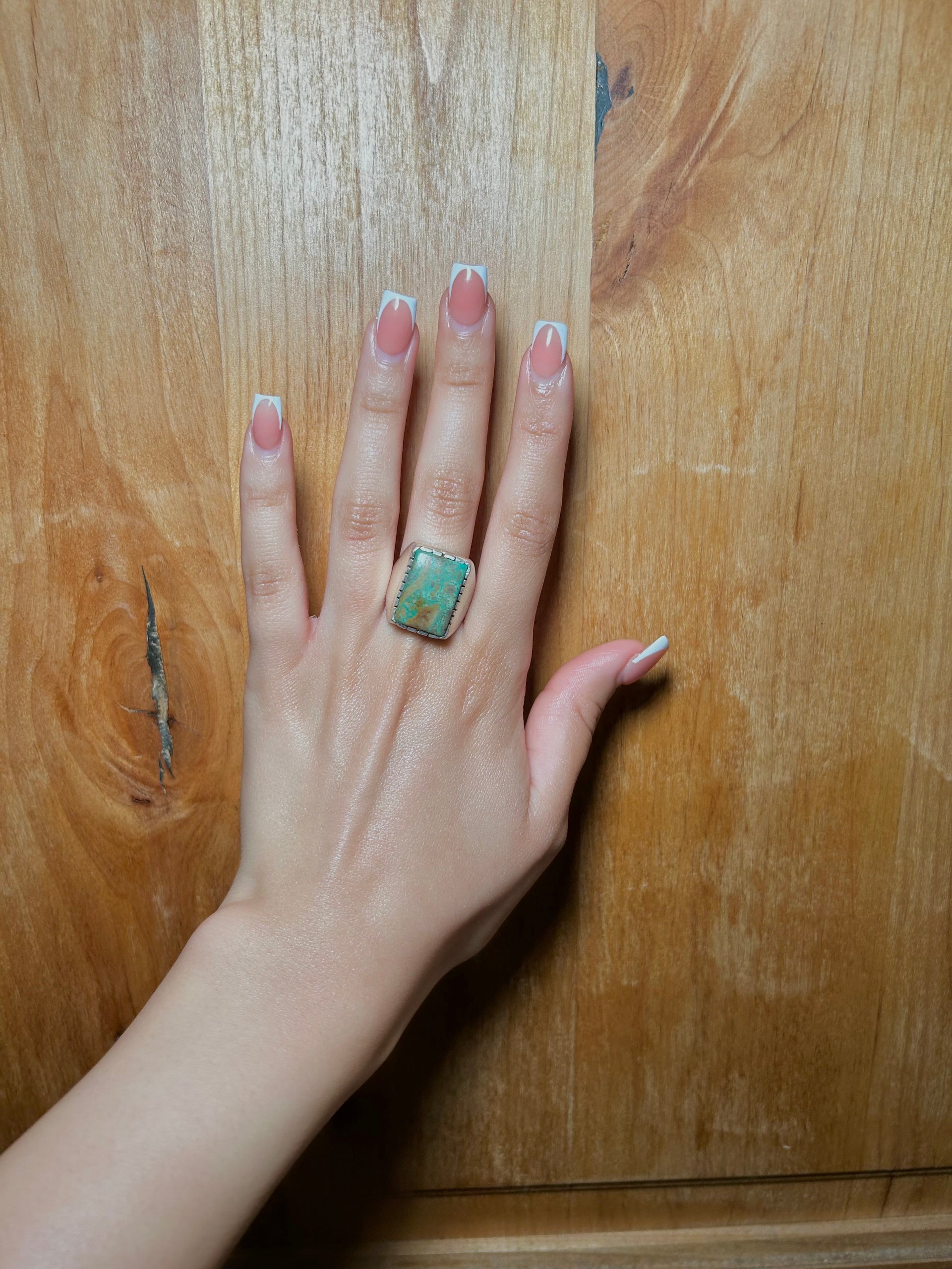 Navajo Made Kingman Turquoise & Sterling Silver Ring Size 6