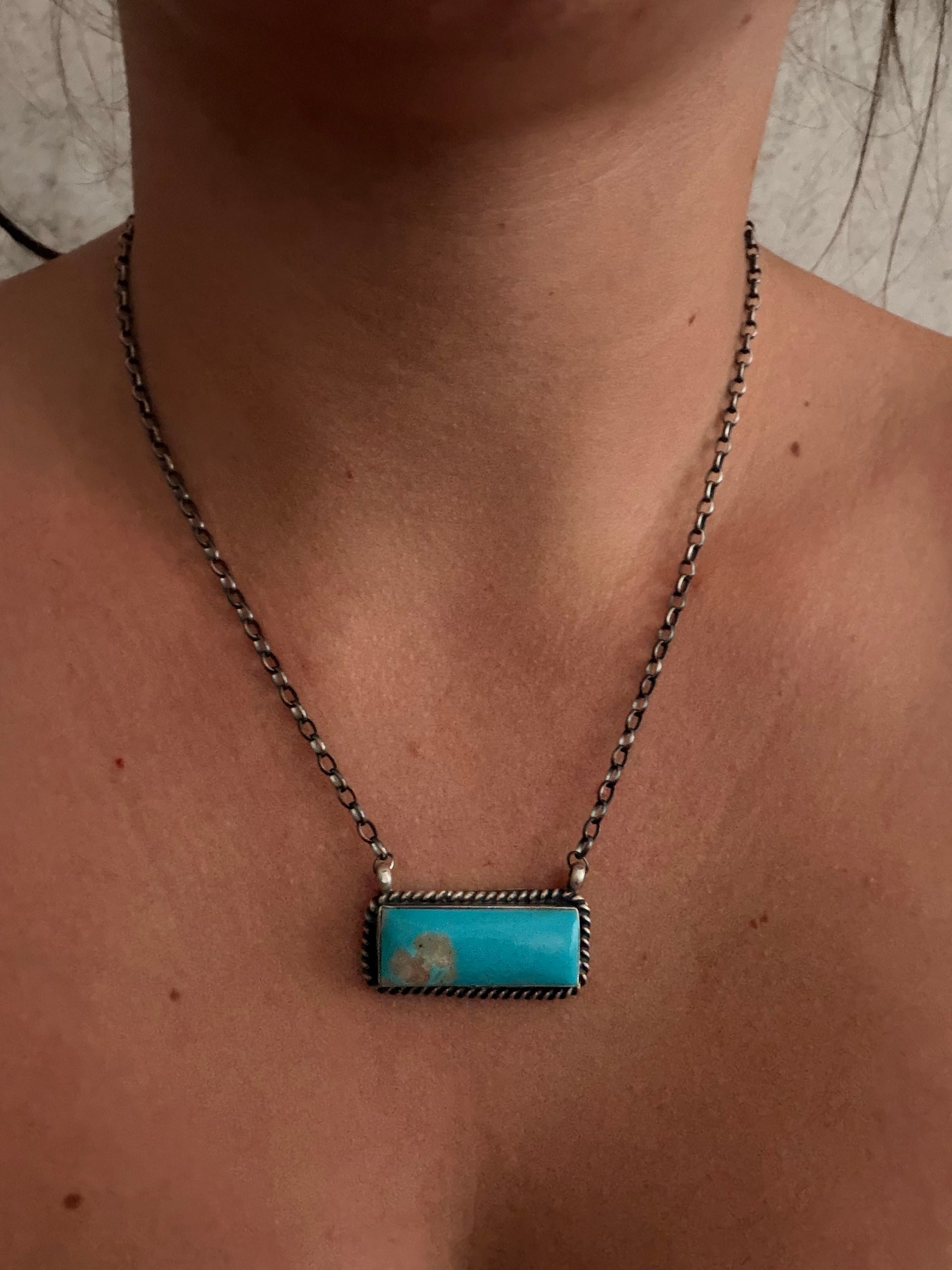 Donovan Skeets Kingman Turquoise & Sterling Silver Bar Necklace