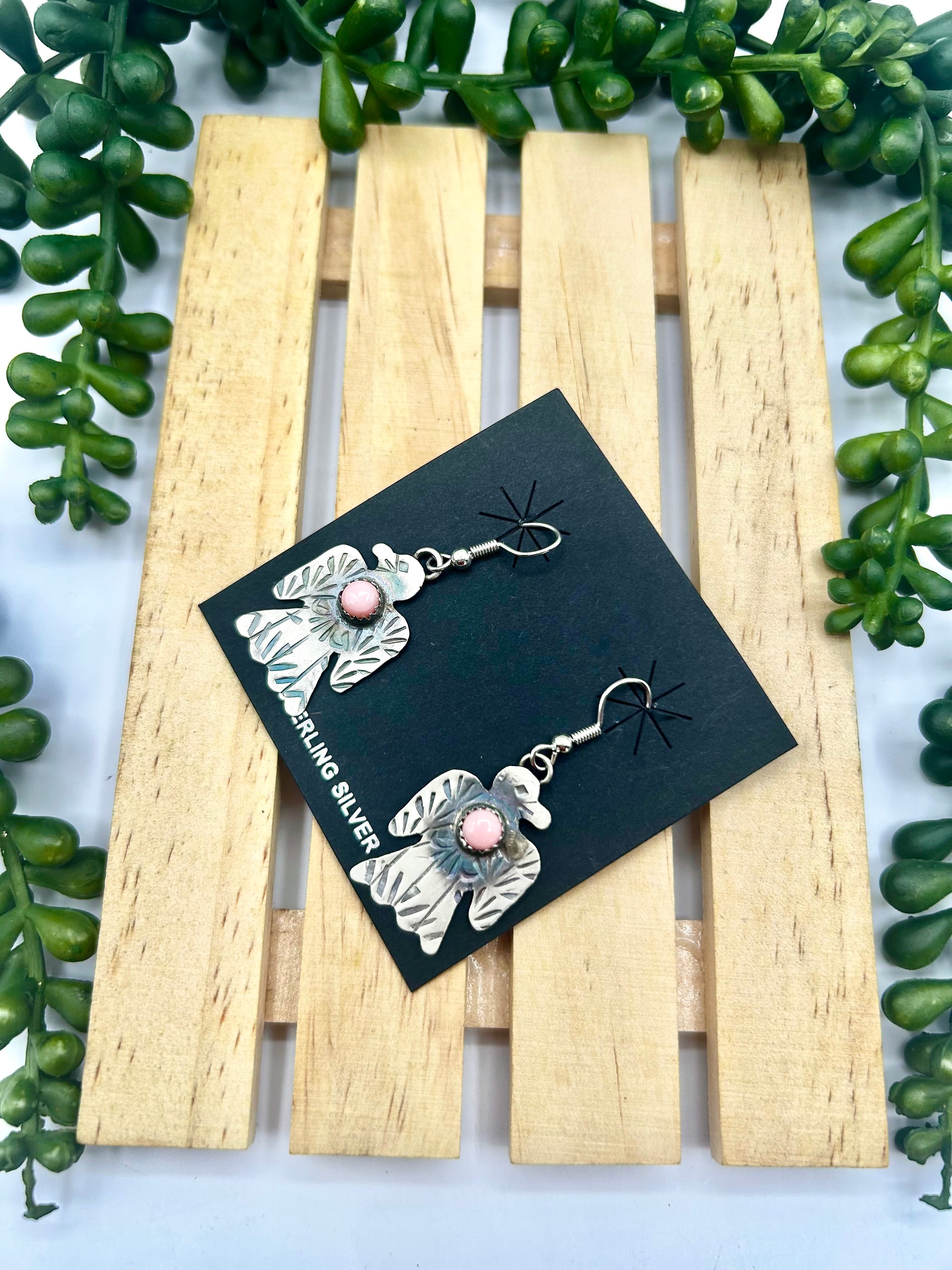 Gabriela Yazzie Pink Conch & Sterling Silver Hook Earrings