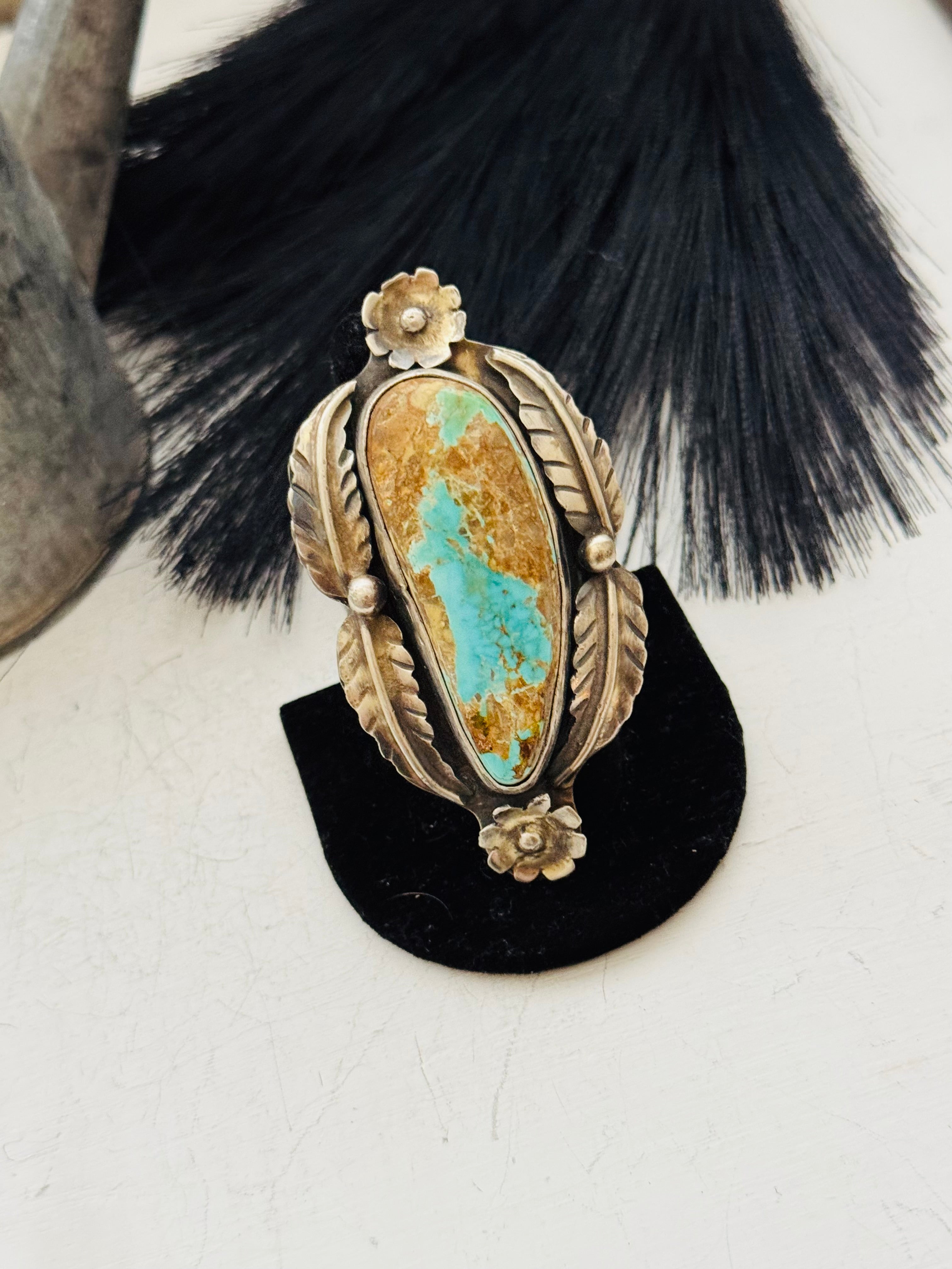 Navajo Made Royston Turquoise and Sterling Silver Ring Size 8.5