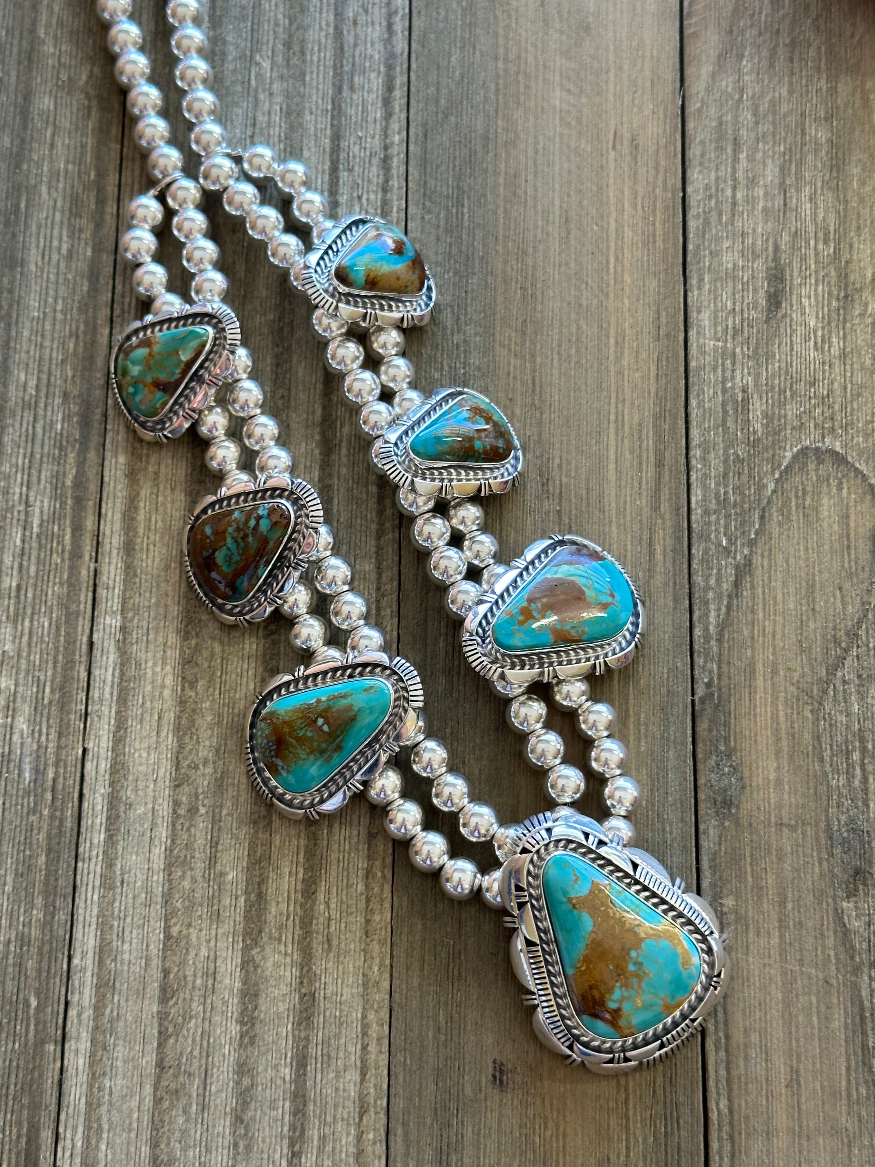 Larry Moses Yazzie Royston Turquoise & Sterling Silver Necklace Set