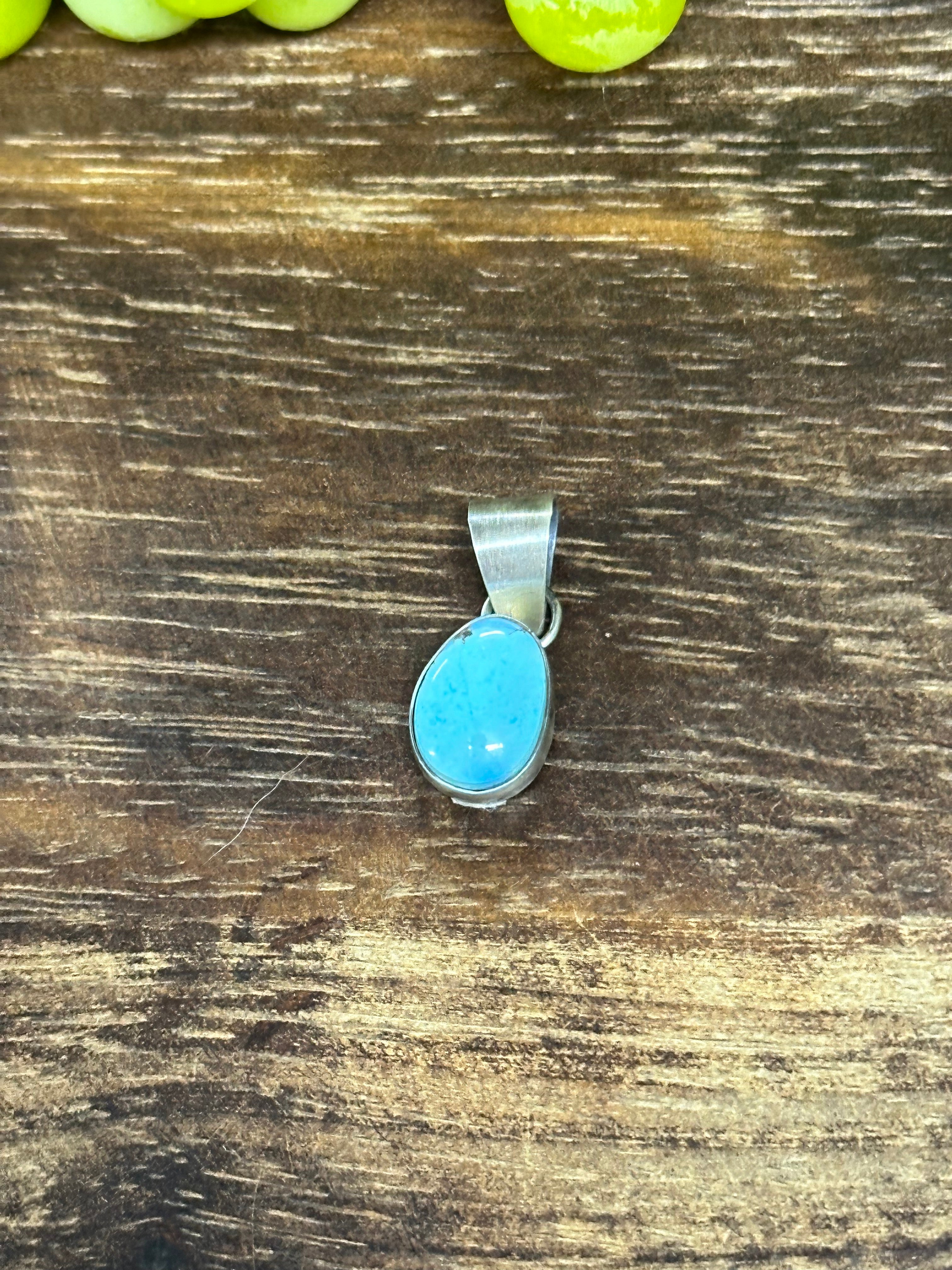 Navajo Made Golden Hills Turquoise & Sterling Silver Pendant