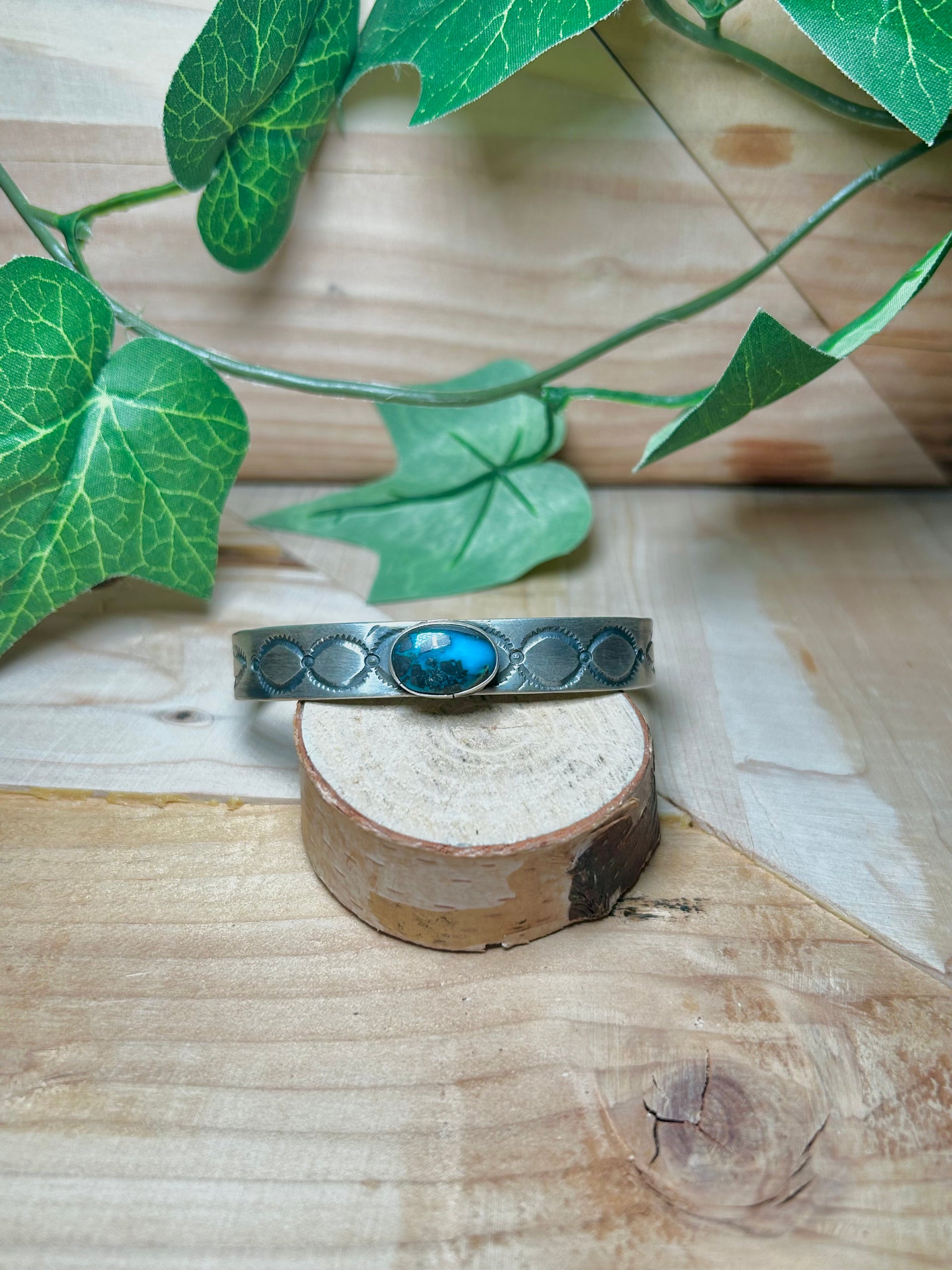 Navajo Made Carico Lake Turquoise & Sterling Silver Cuff Bracelet