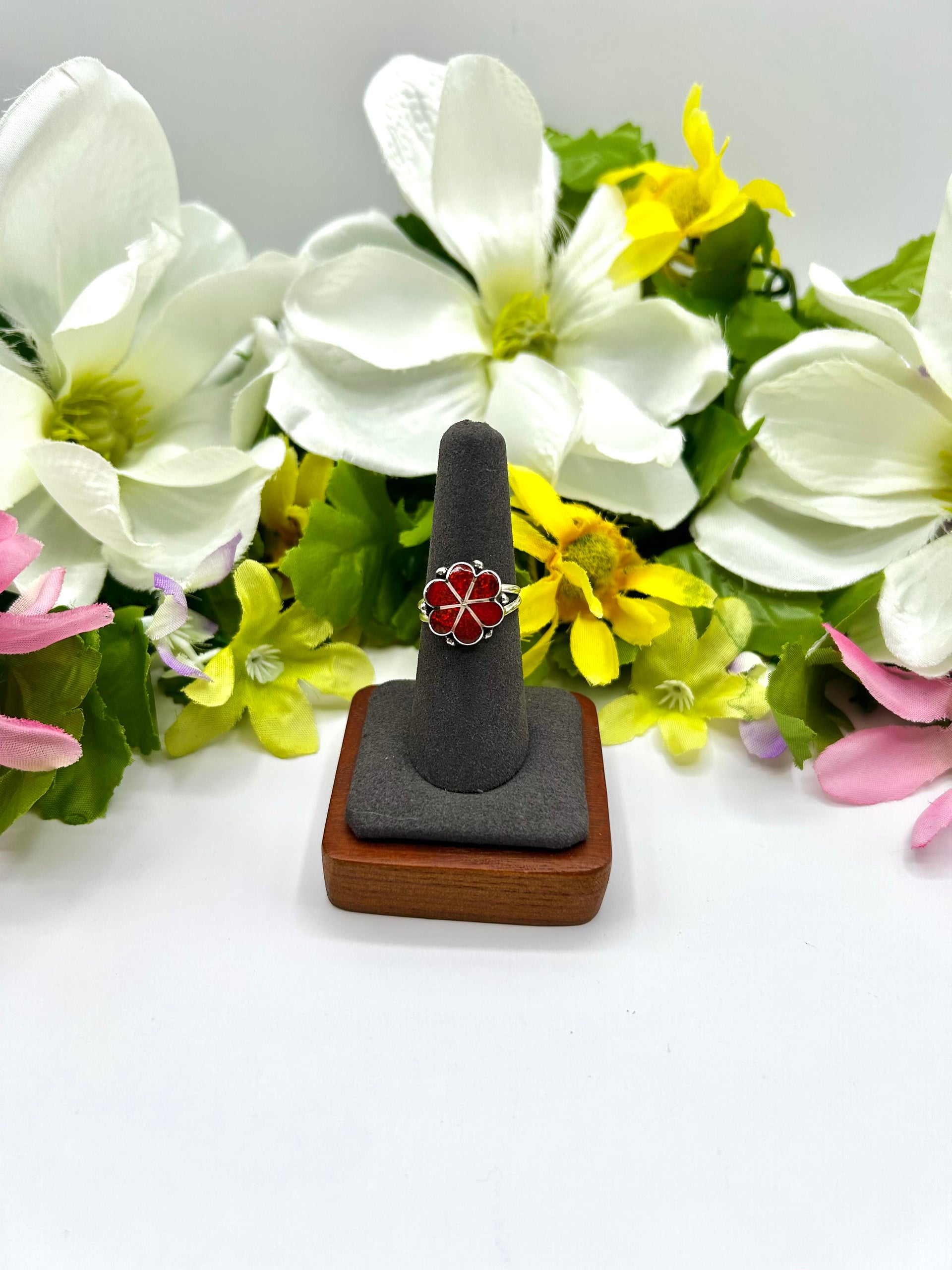 Zuni Made Opal & Sterling Silver Ring Size 8