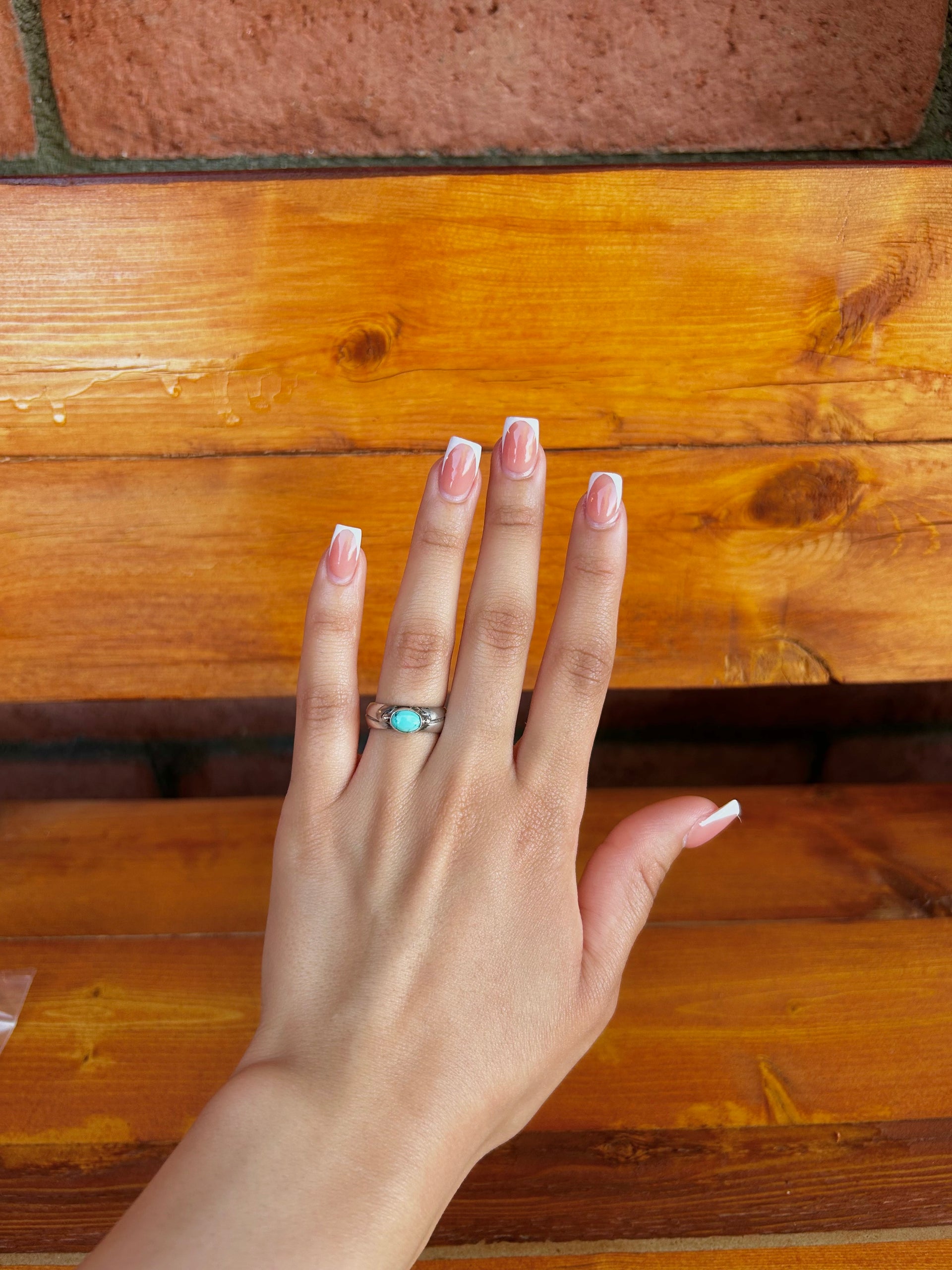 Navajo Made Kingman Turquoise & Sterling Silver Ring Size 6