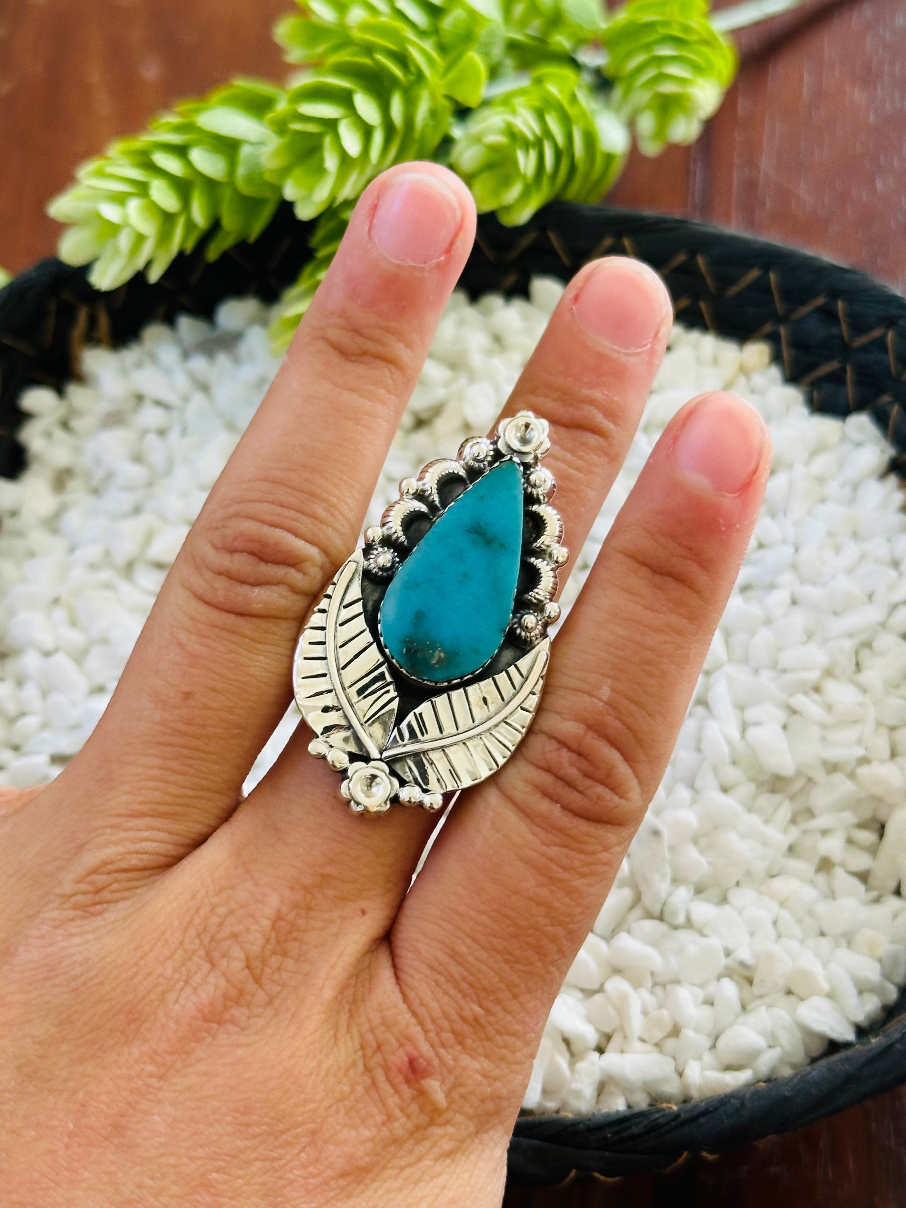 TTD “Retro” Kingman Turquoise & Sterling Silver Adjustable Ring