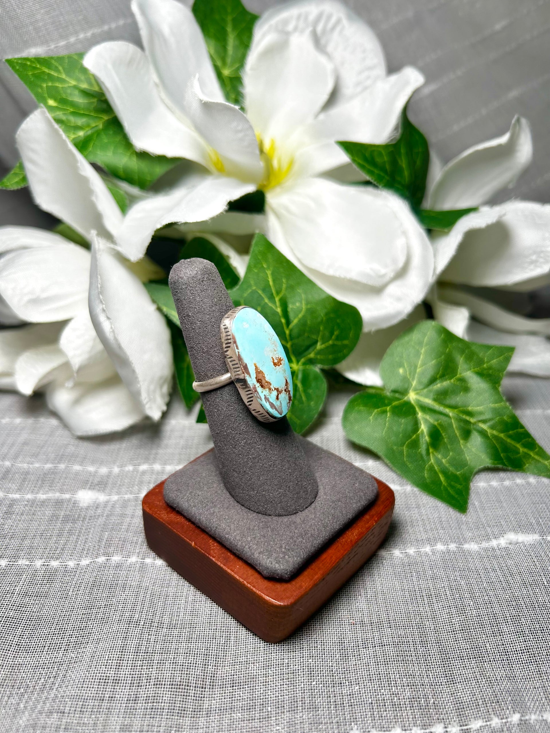 Navajo Made Royston Turquoise & Sterling Silver Ring Size 6