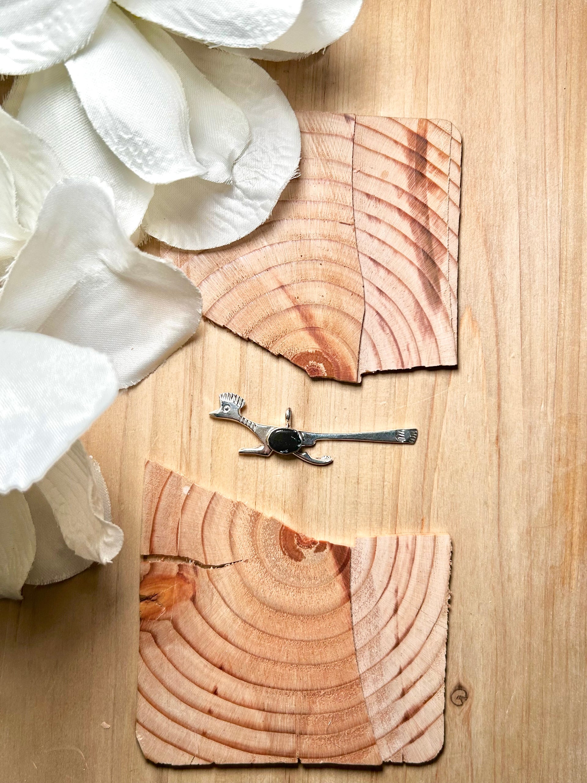 Navajo Made White Buffalo & Sterling Silver Pendant