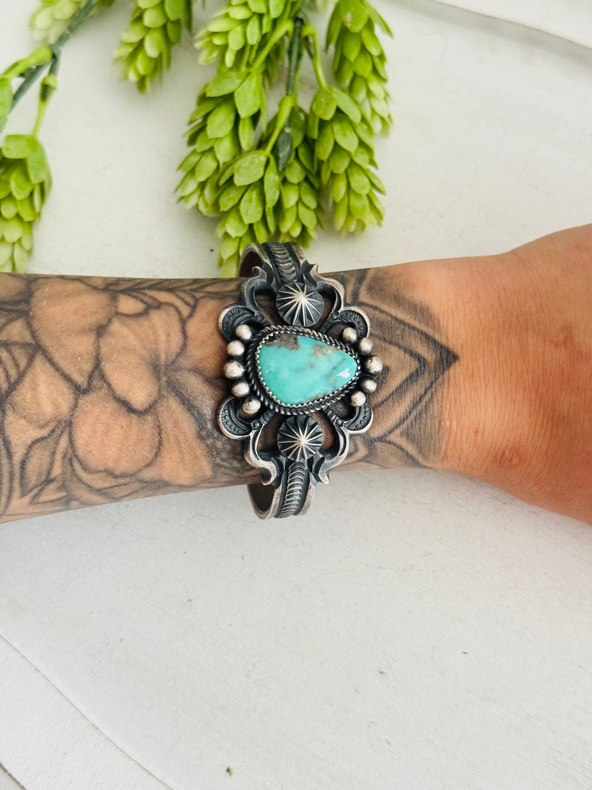 Eva Lin Billah Kingman Turquoise & Sterling Silver Cuff Bracelet