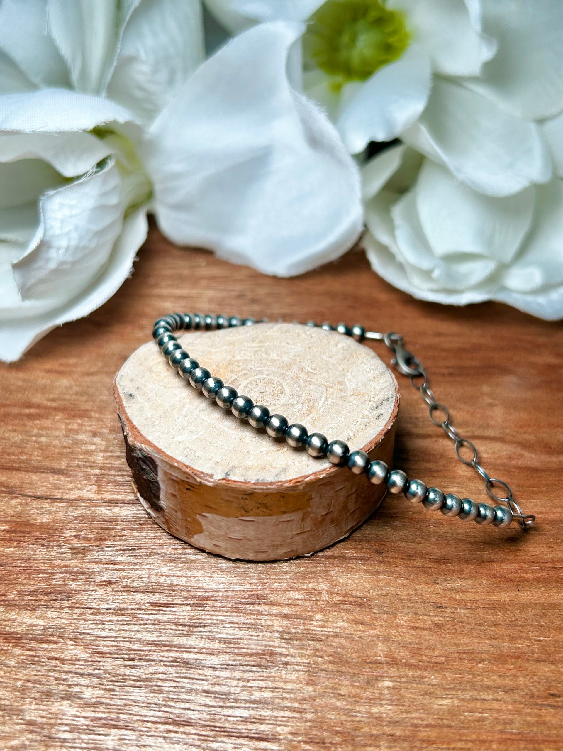 Navajo Strung 4 MM Sterling Silver Bracelet