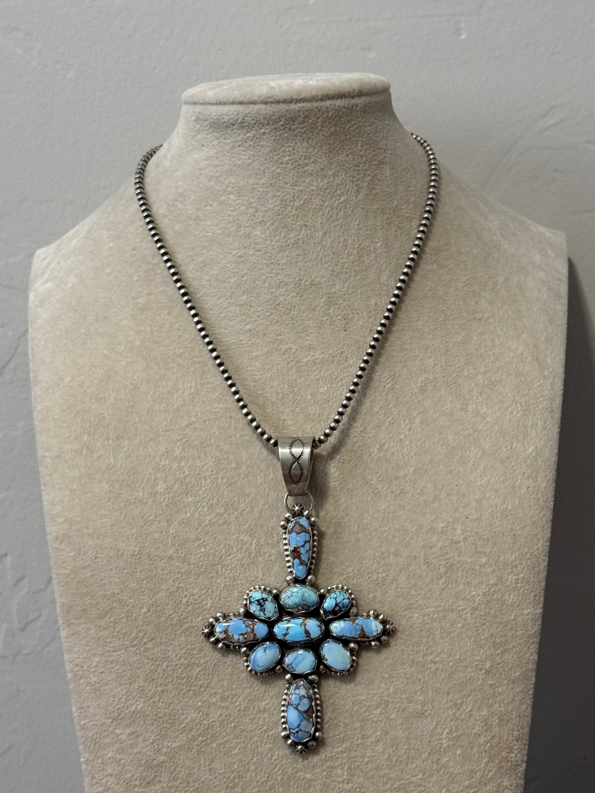 Dave Skeets Golden Hills Turquoise & Sterling Silver Cluster Pendant