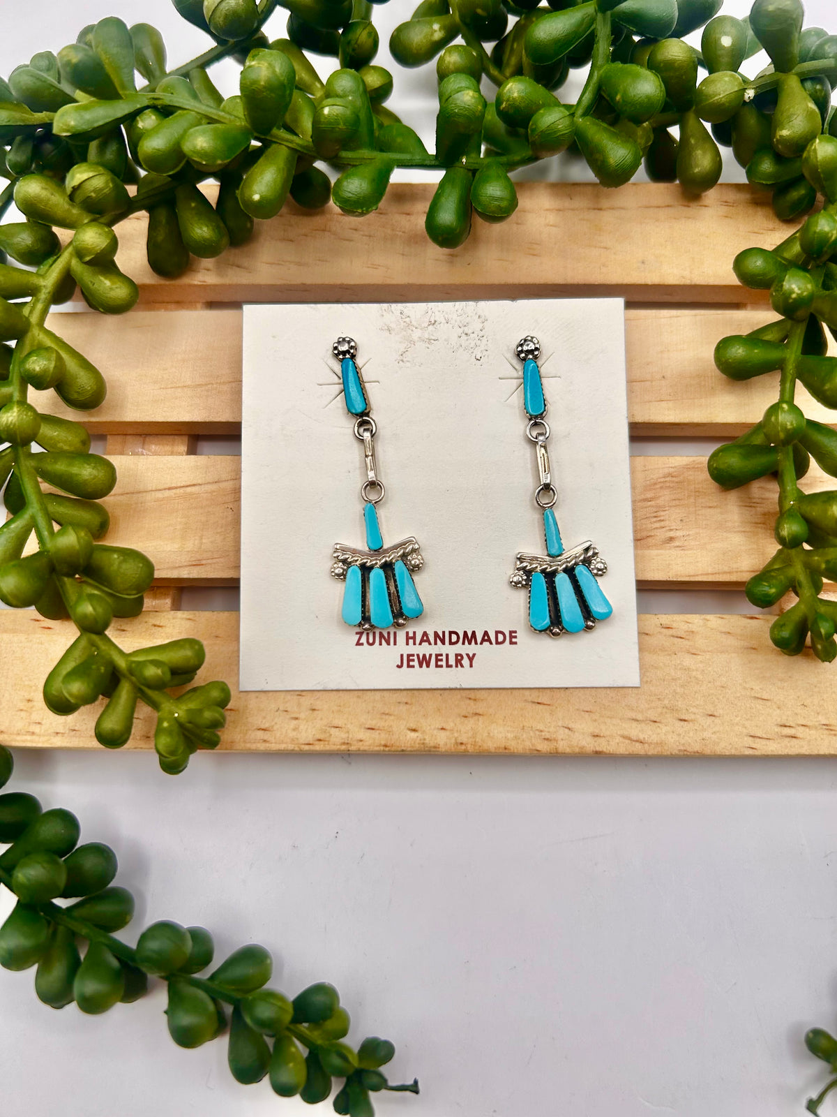 Zuni Made Kingman Turquoise & Sterling Silver Post Earrings