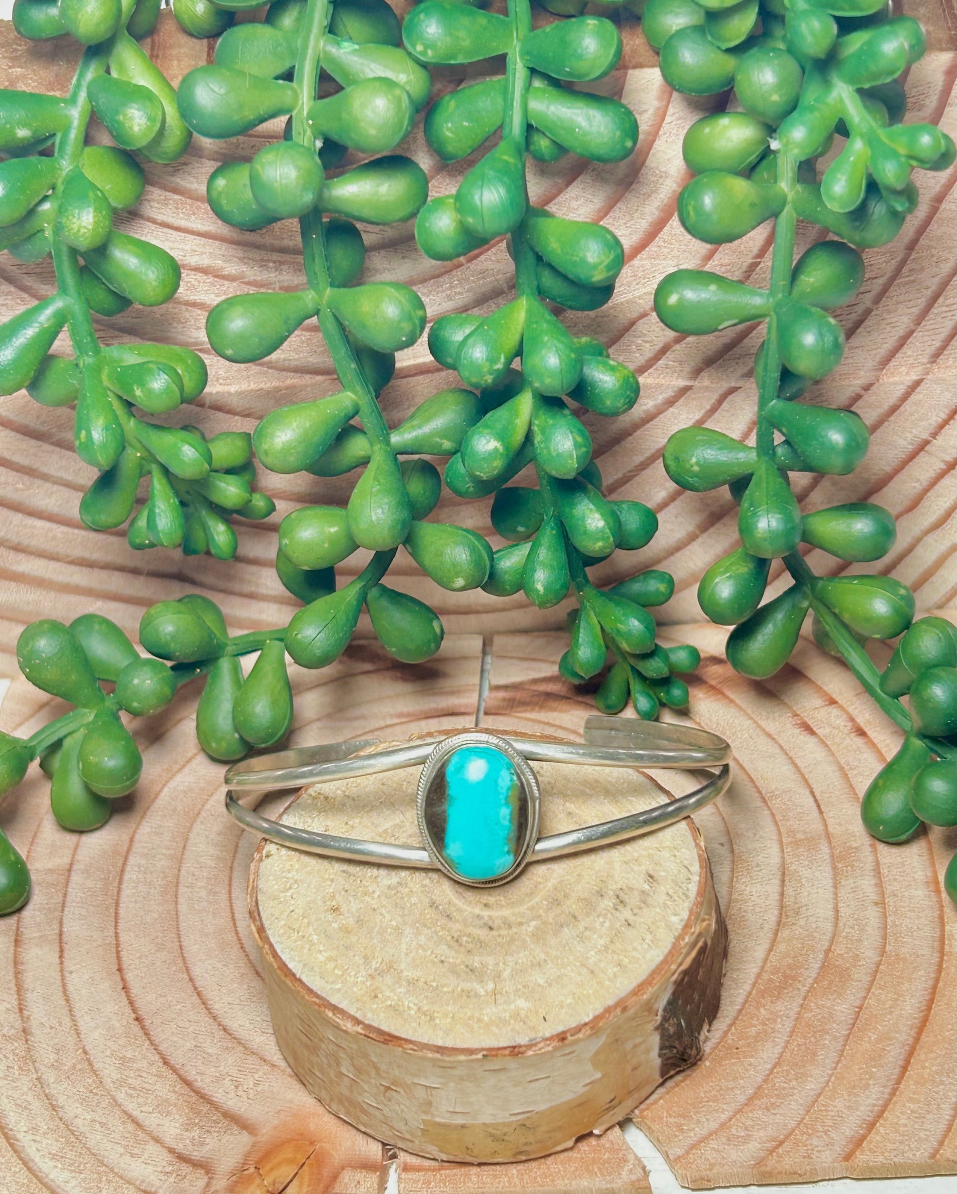 Navajo Made Kingman Turquoise & Sterling Silver Cuff Bracelet