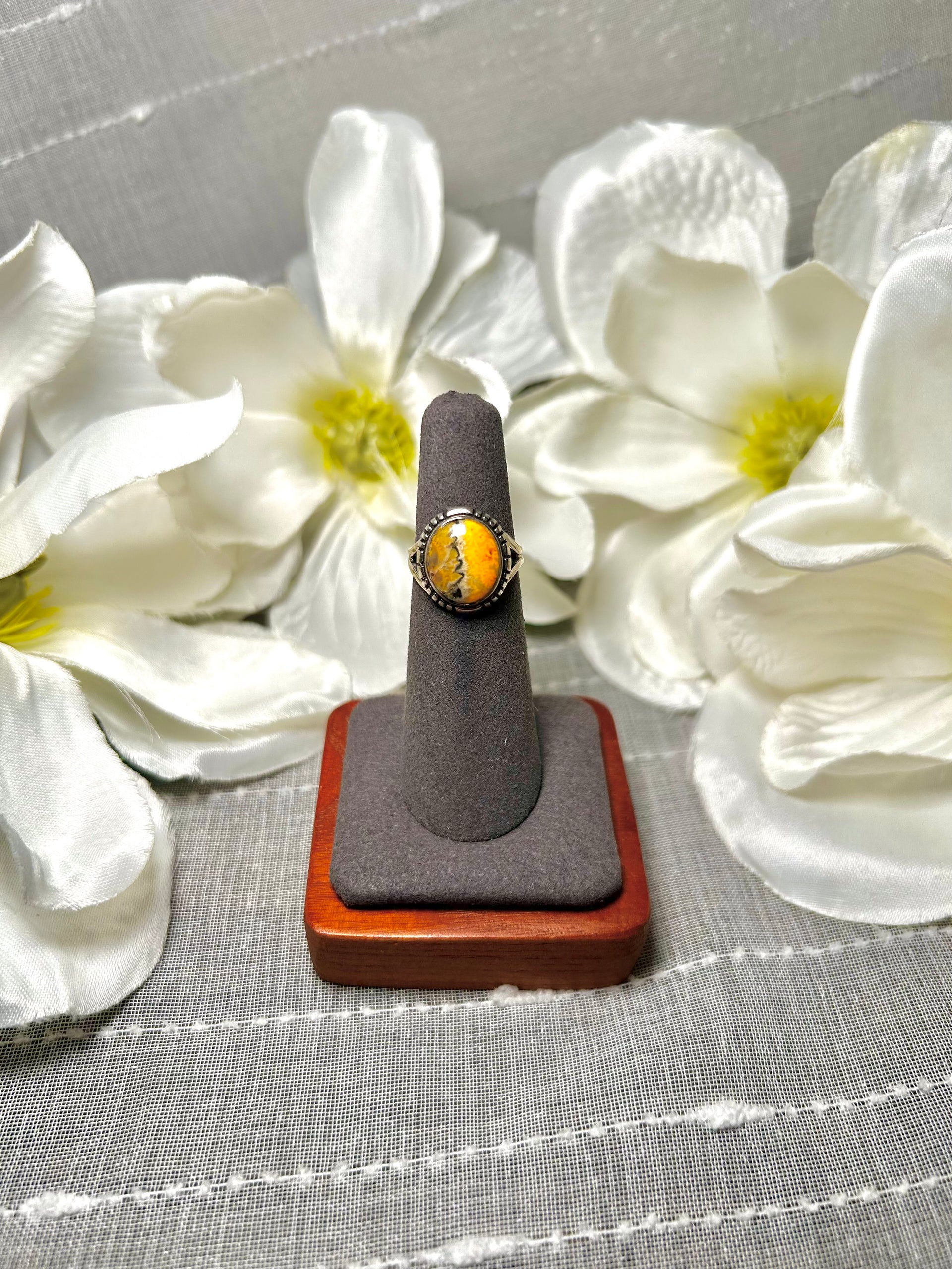 Navajo Made BB Agate & Sterling Silver Ring Size 5