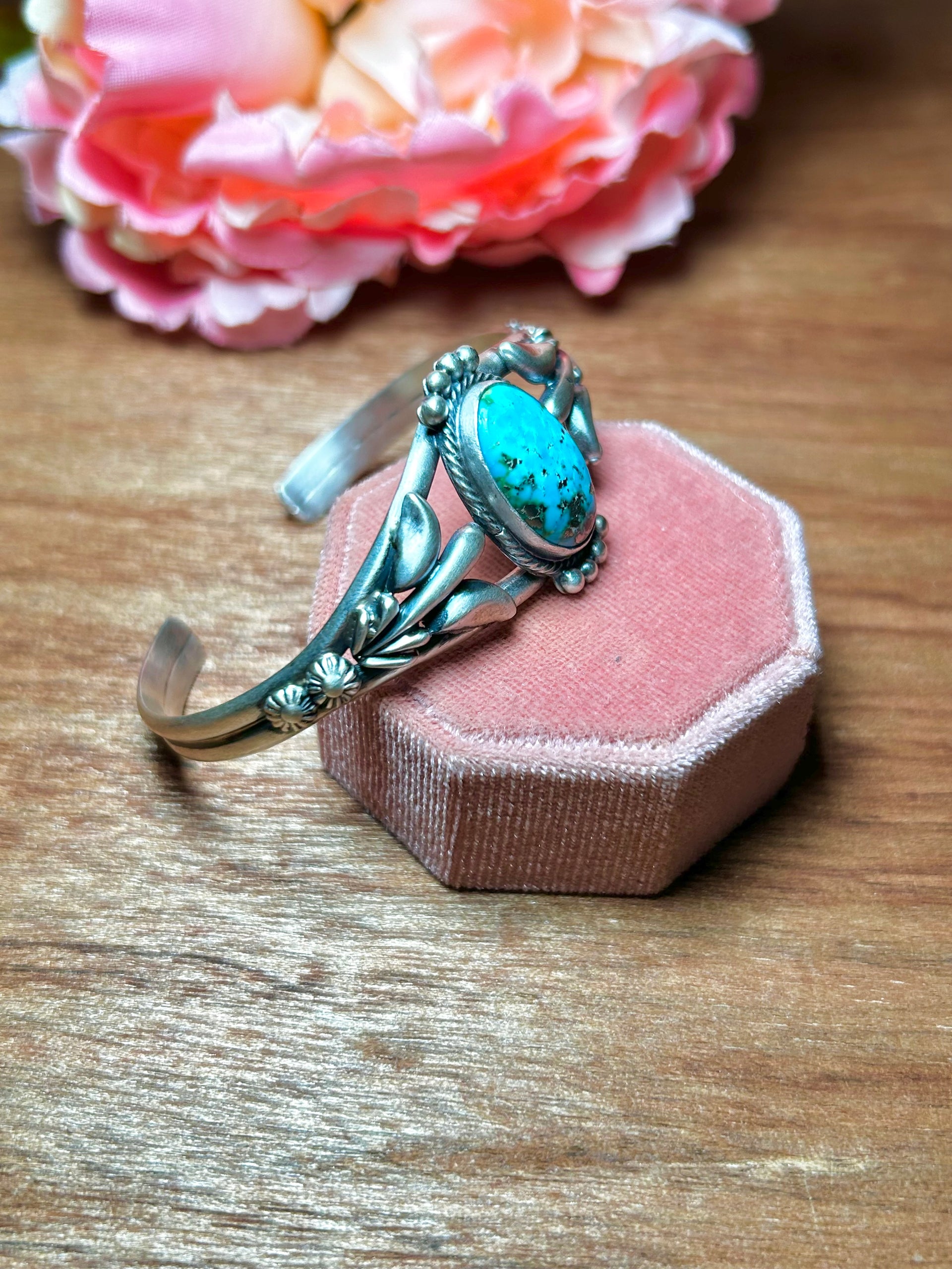 Bobby Platers Sonoran Mountain Turquoise  & Sterling Silver Cuff Bracelet