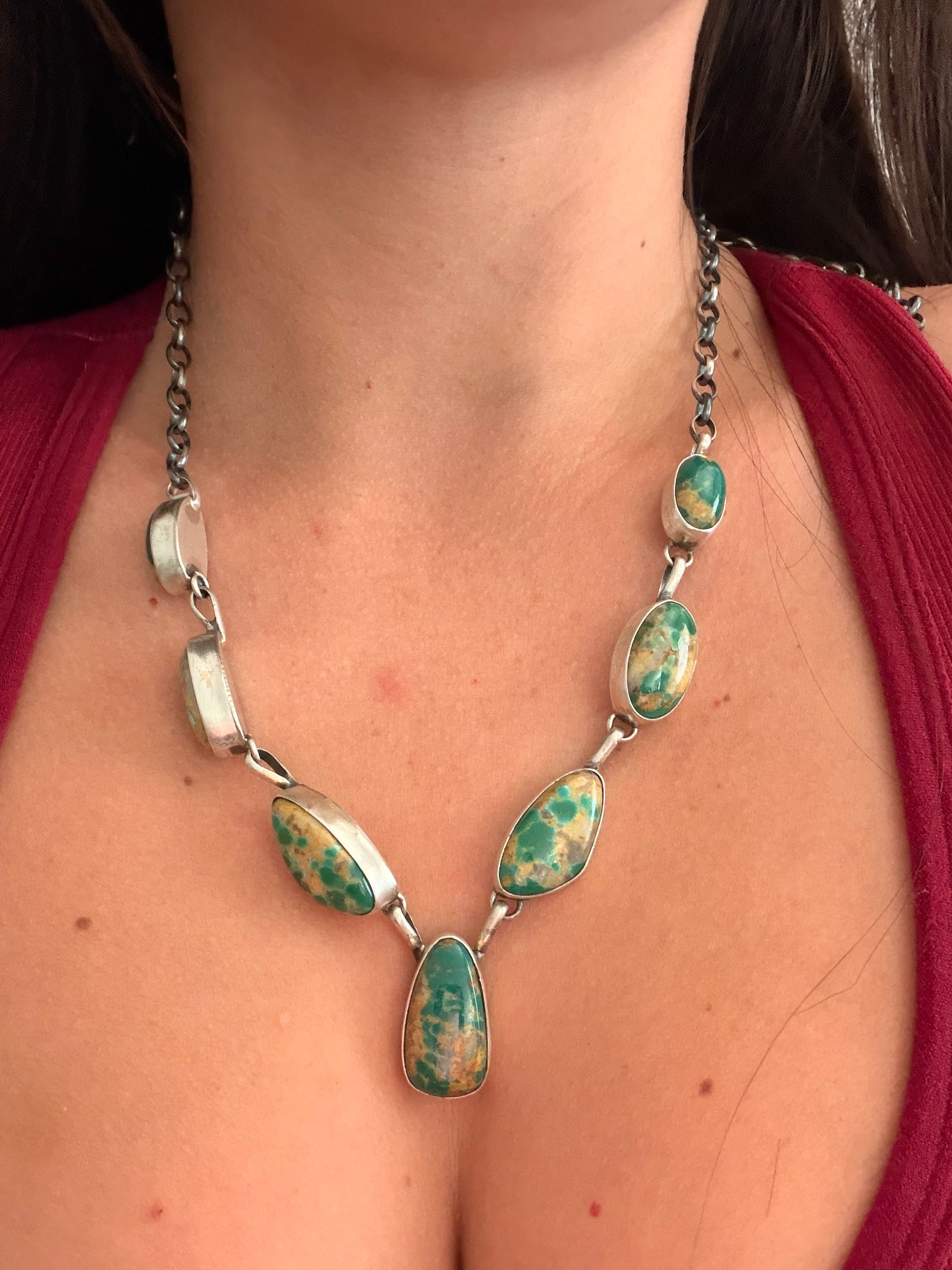 Augustine Largo Fox Turquoise & Sterling Silver Necklace Set