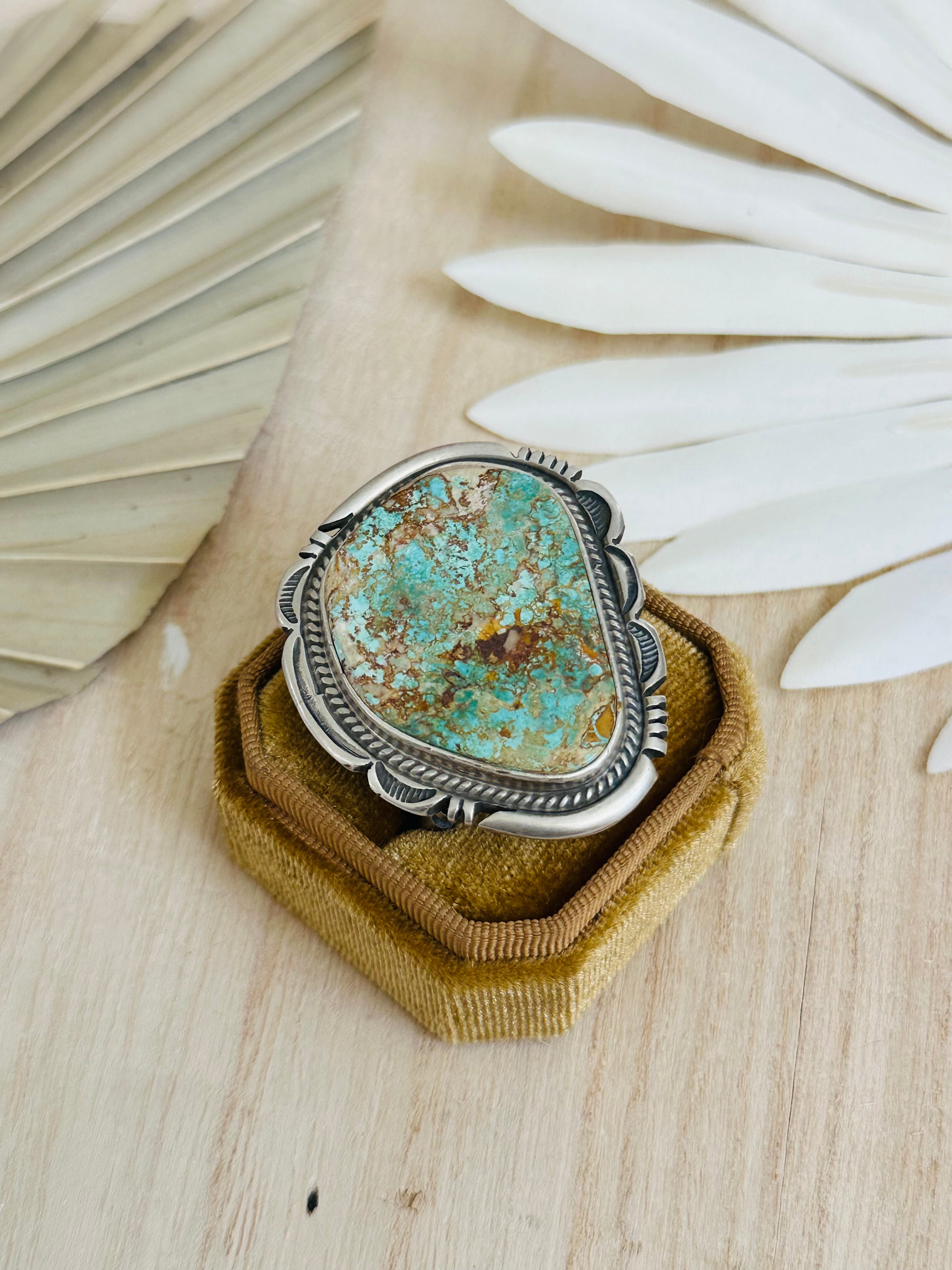 Jon Mccray Royston Turquoise & Sterling Silver Adjustable Ring