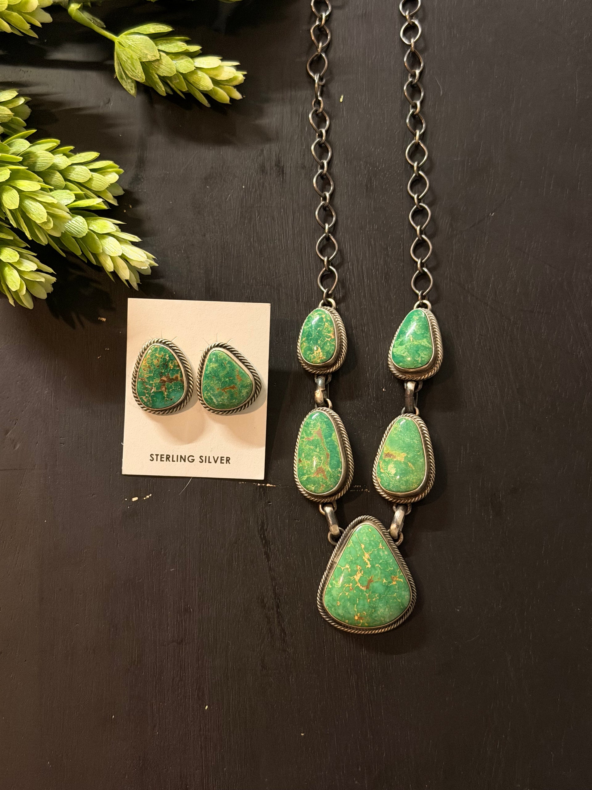 Darrin Livingston Royston Turquoise & Sterling Silver Necklace Set
