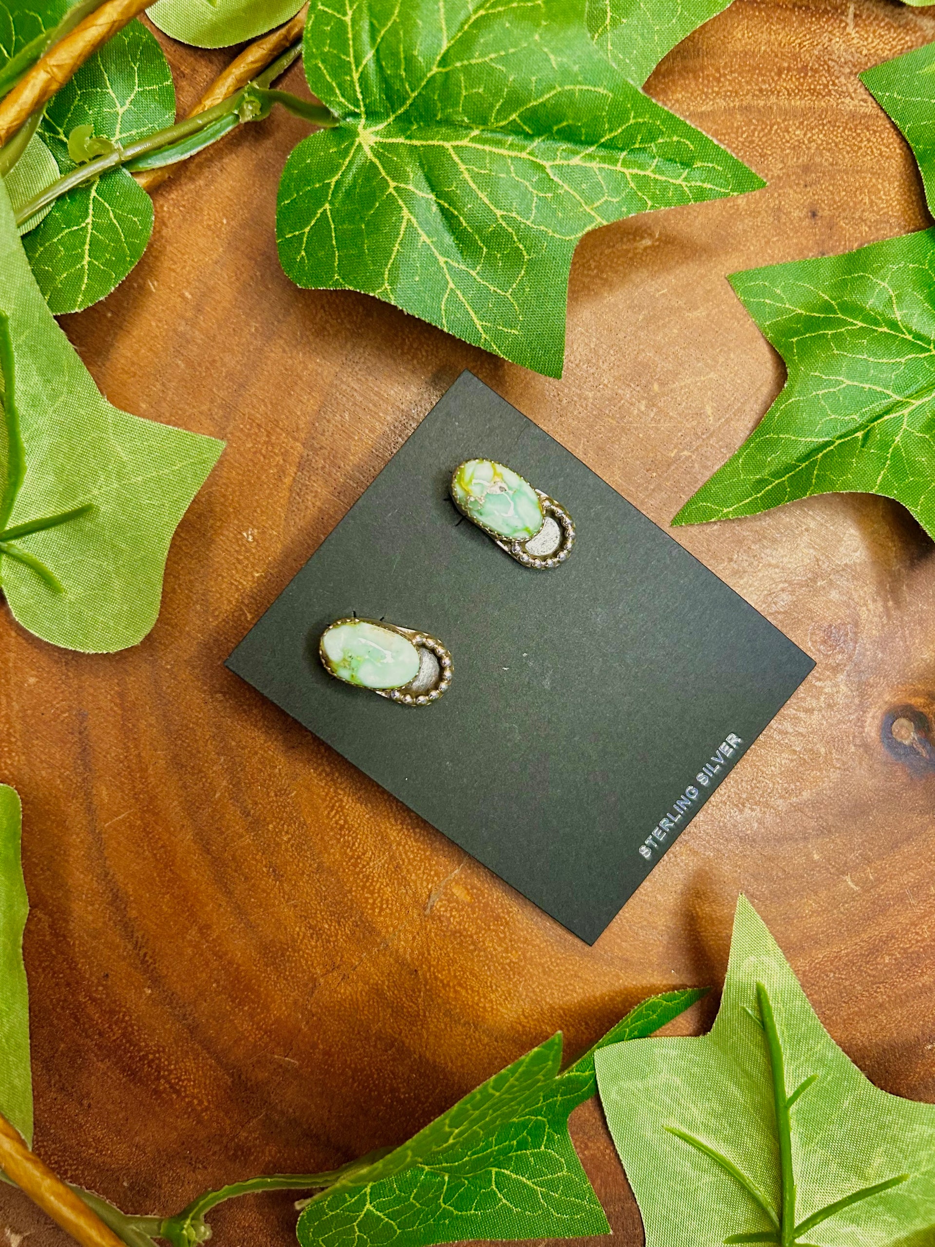Southwest Made Paloma Variscite & Sterling Silver Post Earrings