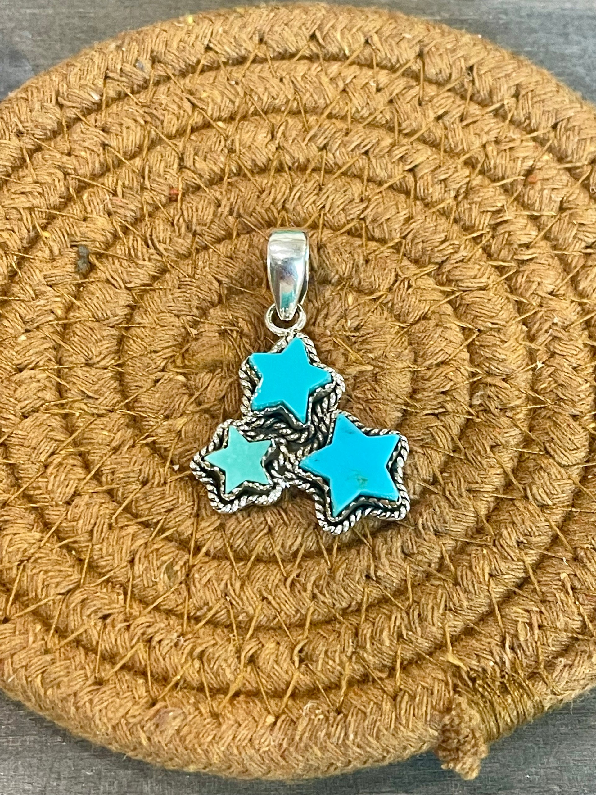 Southwest Handmade Kingman Turquoise & Sterling Silver Star Pendant