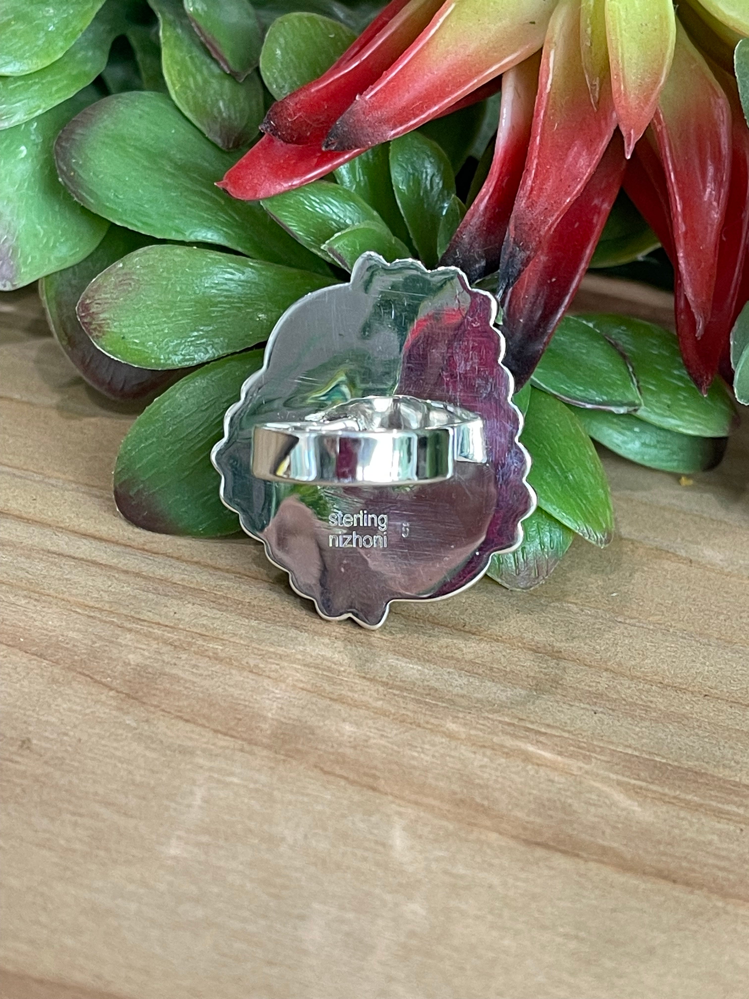 Southwest Handmade Palomino Variscite & Sterling Silver Adjustable Ring