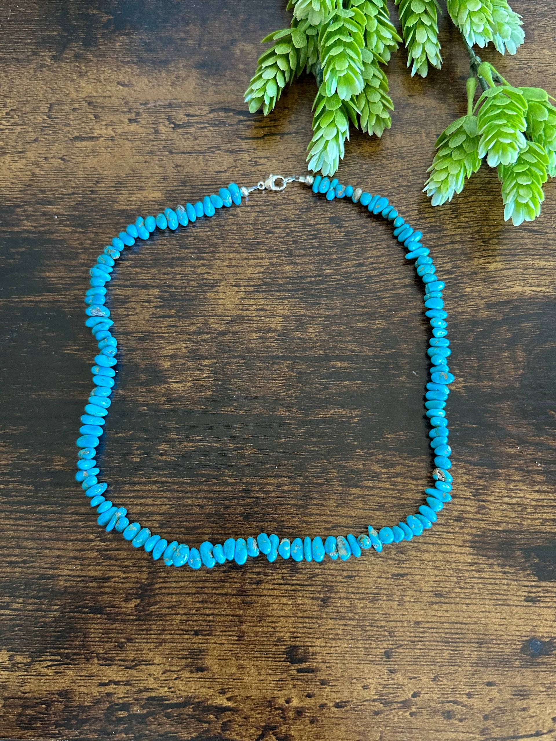 Navajo Strung Kingman Turquoise & Sterling Silver Beaded Necklace