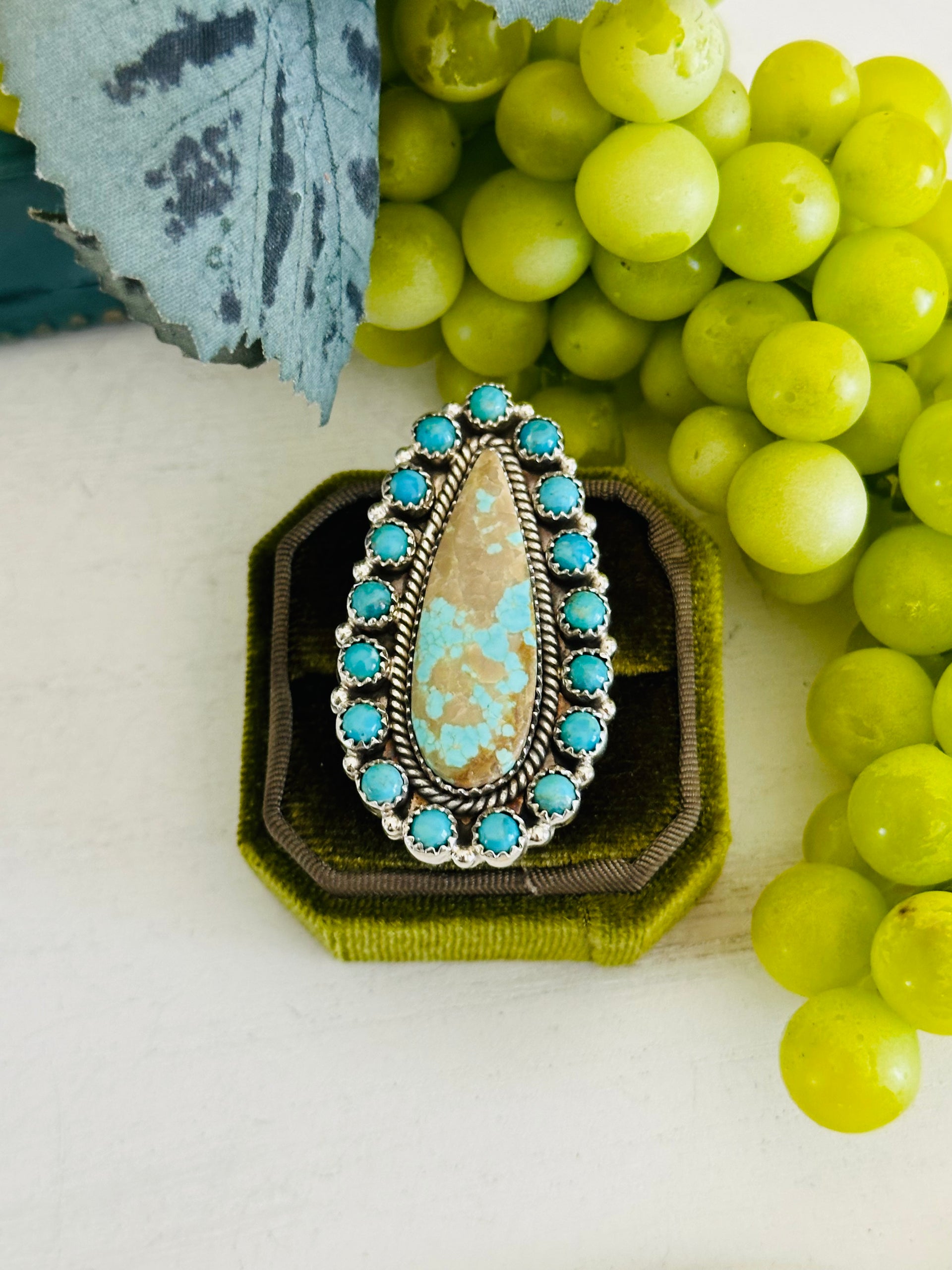 Southwest Handmade Multi Stone & Sterling Silver Cluster Adjustable Ring