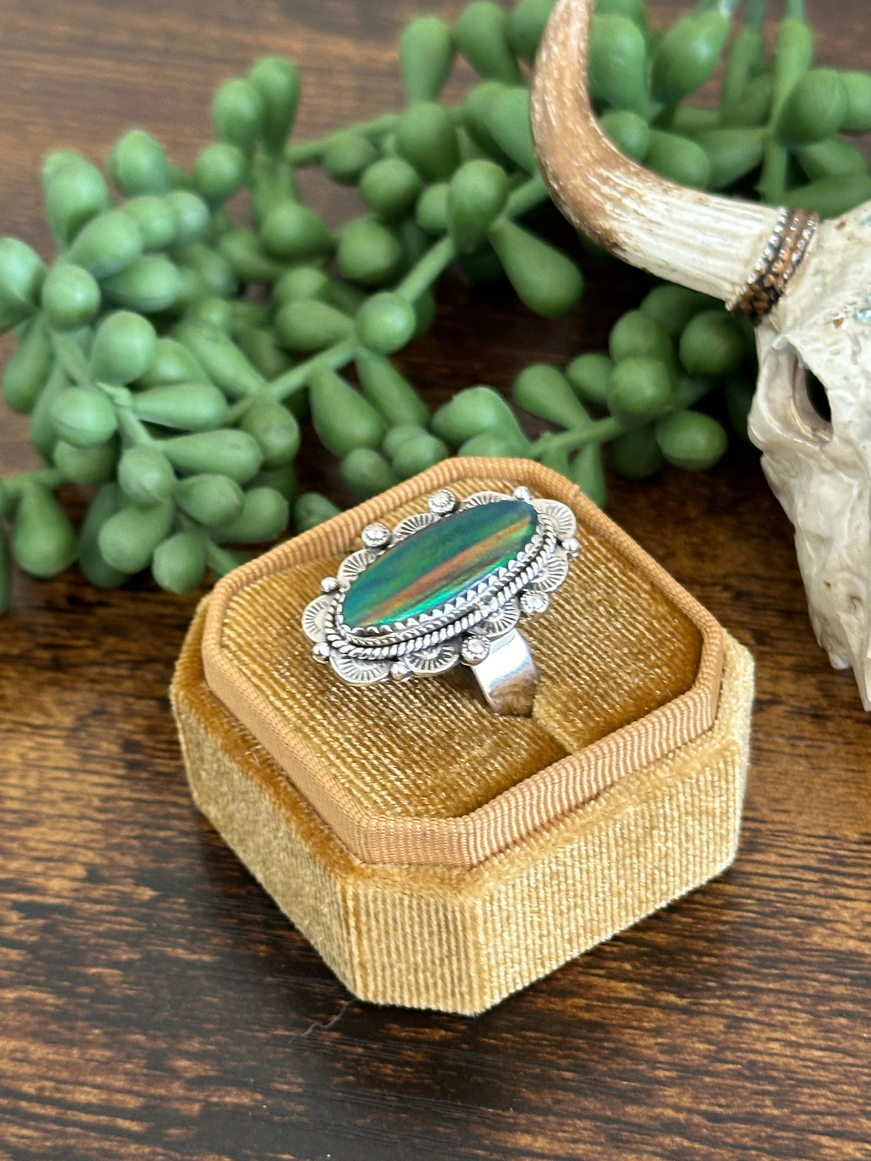 Southwest Handmade Opal & Sterling Silver Adjustable Ring