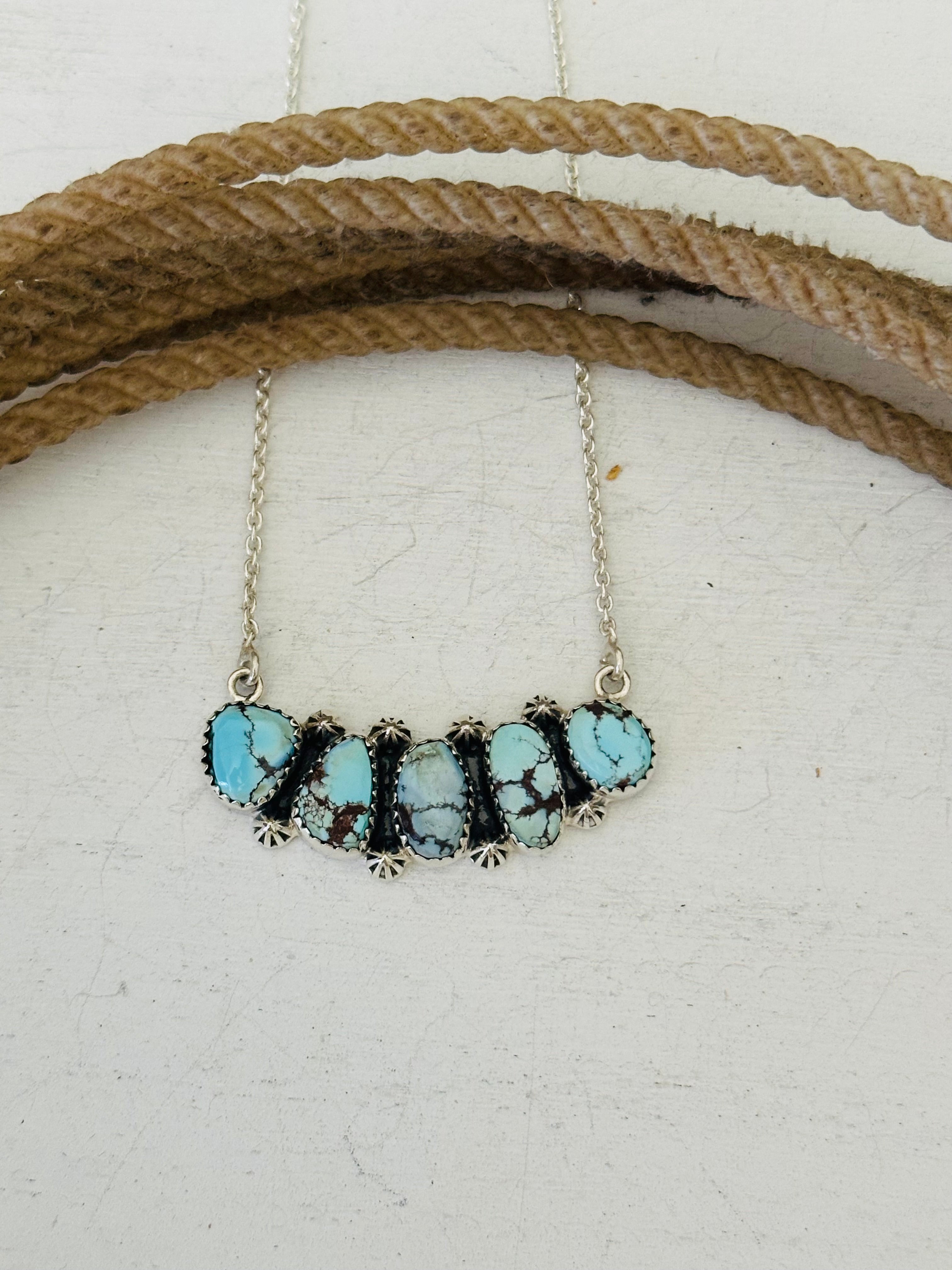 Southwest Handmade Golden Hills Turquoise & Sterling Silver Necklace