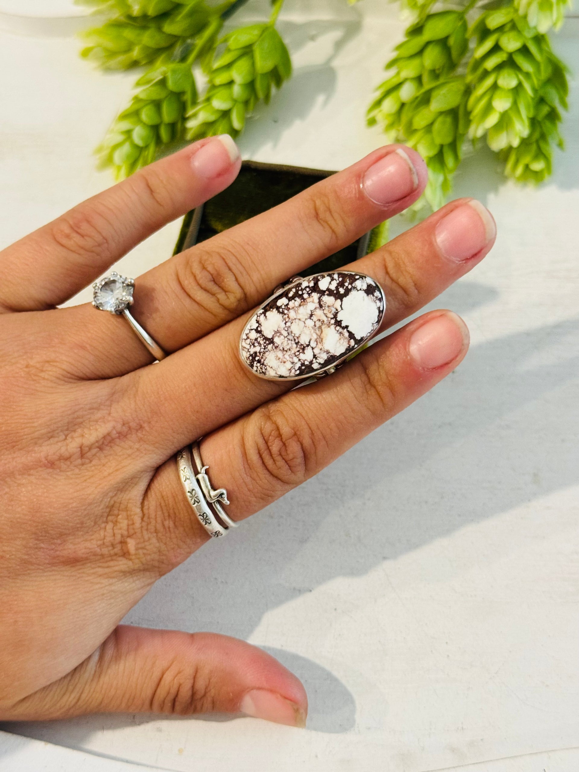 Southwest Made Wild Horse & Sterling Sliver Ring Size 10.75