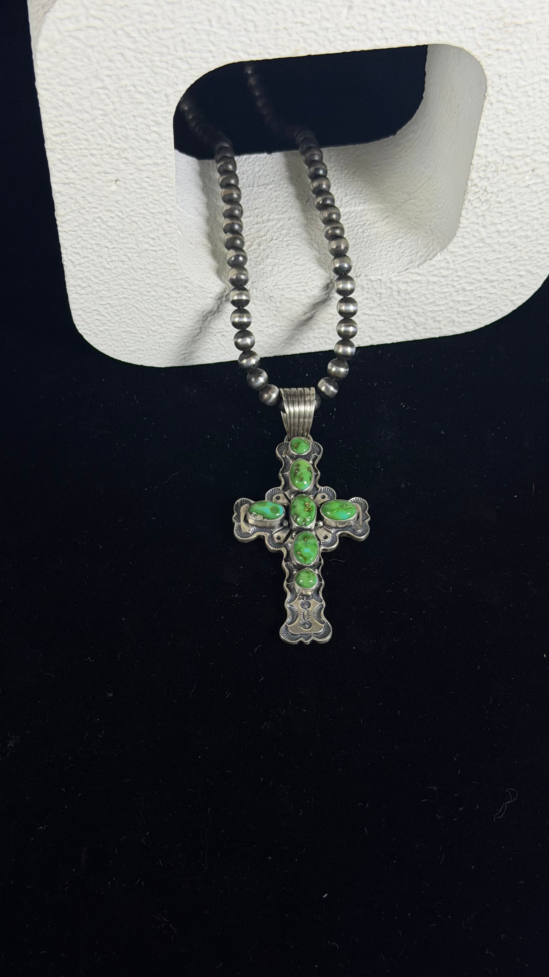 Jereme Delgarito Sonoran Gold Turquoise & Sterling Silver Cross Pendant