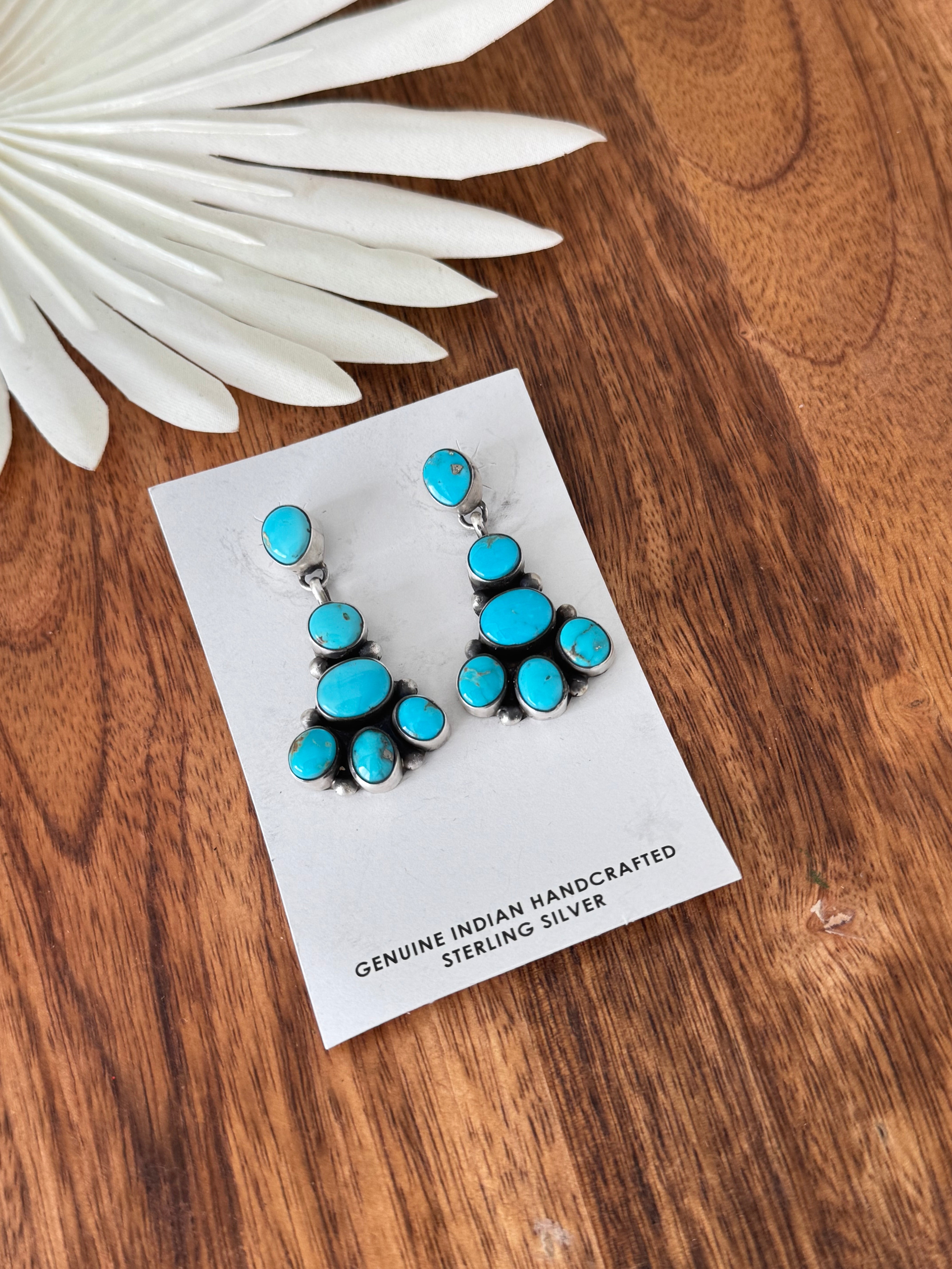 Lorenzo Juan Kingman Turquoise & Sterling Silver Post Dangle Earrings