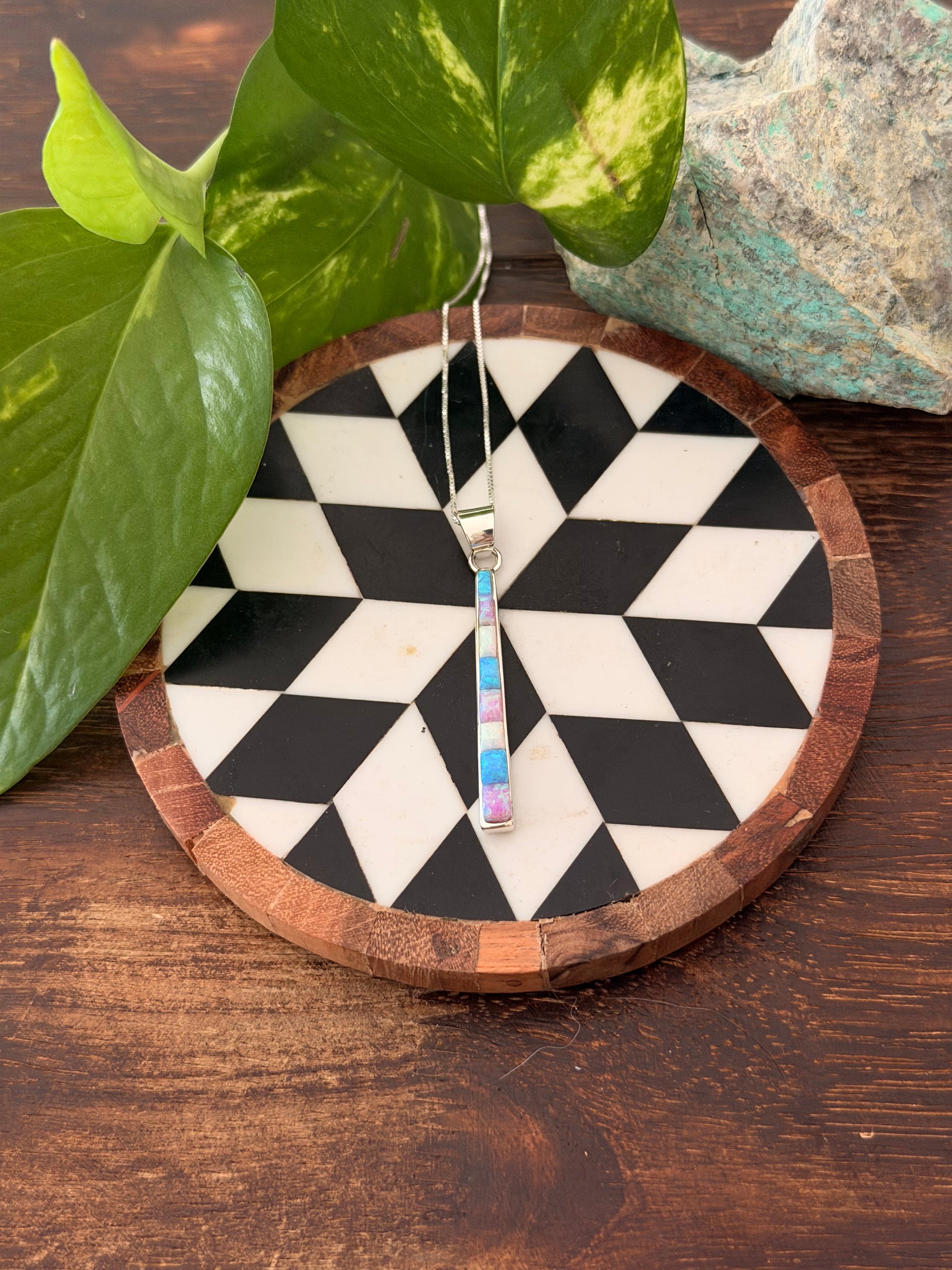 Navajo Made Opal & Sterling Silver Necklace