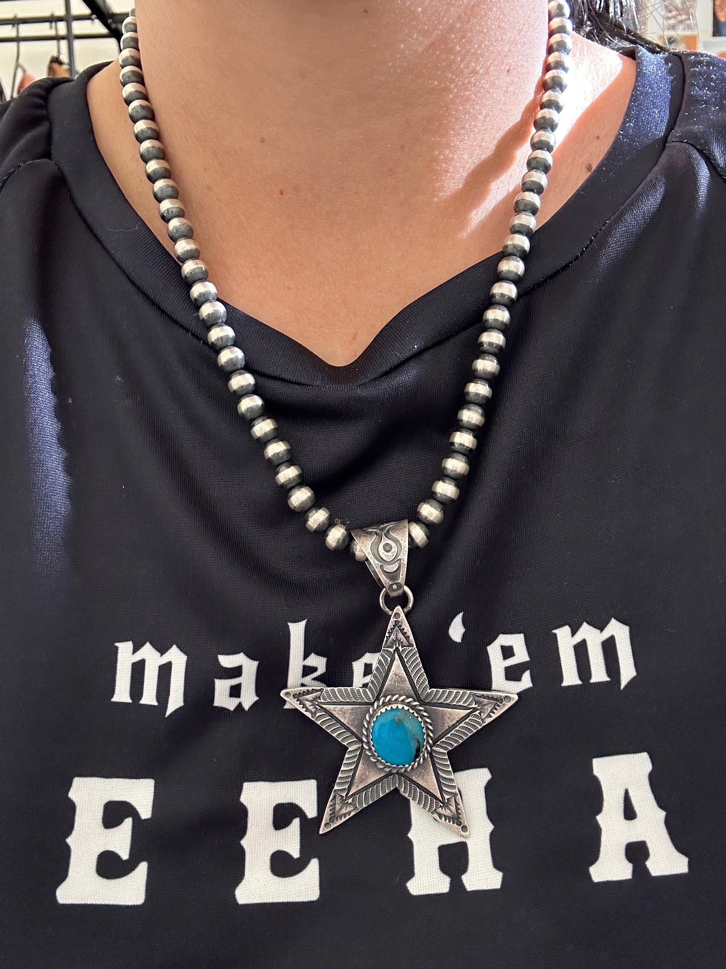 Kevin Billah Kingman Turquoise & Sterling Silver Star Pendant