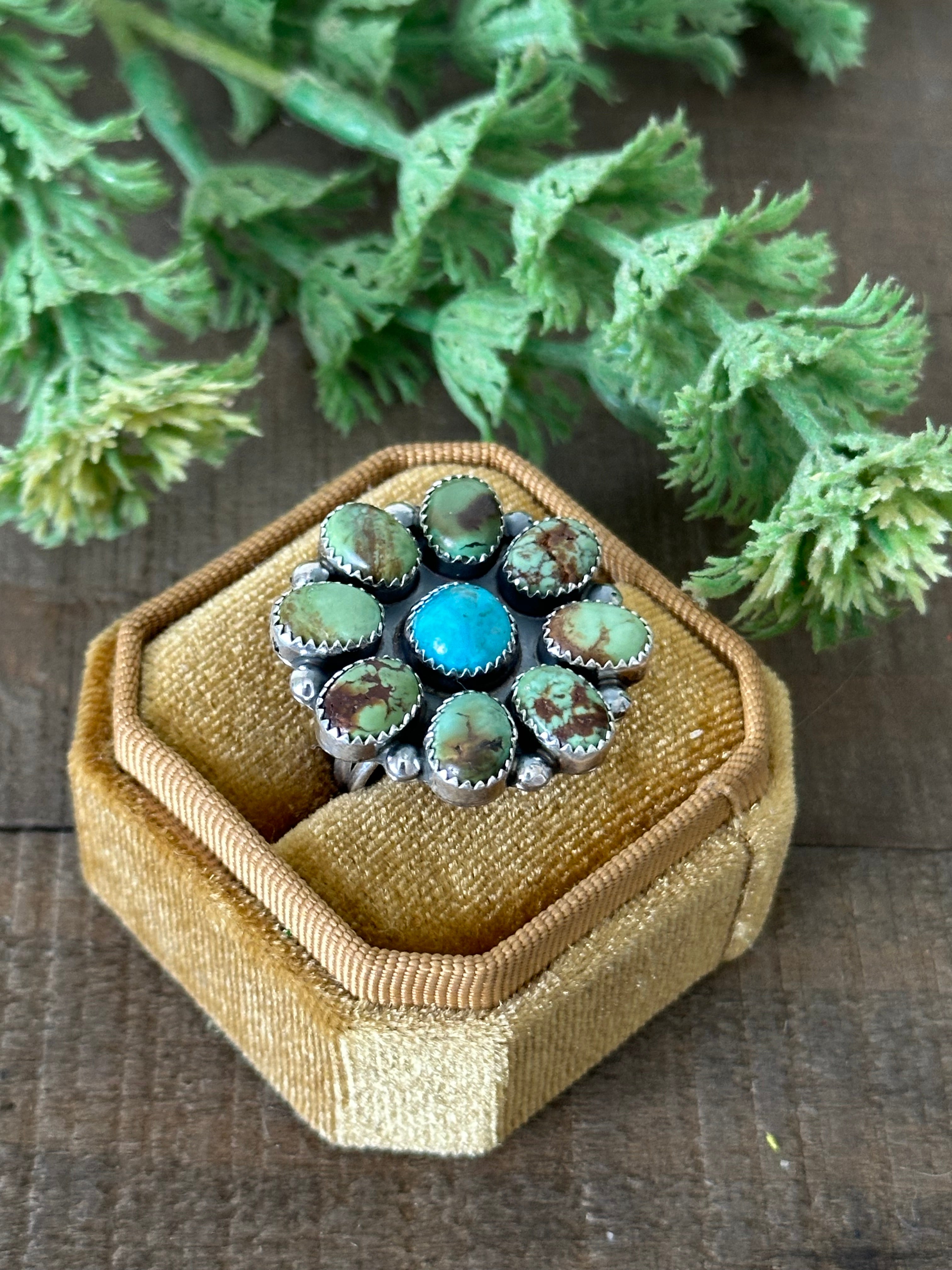 Navajo Made Multi Stone & Sterling Silver Ring Size 8.5