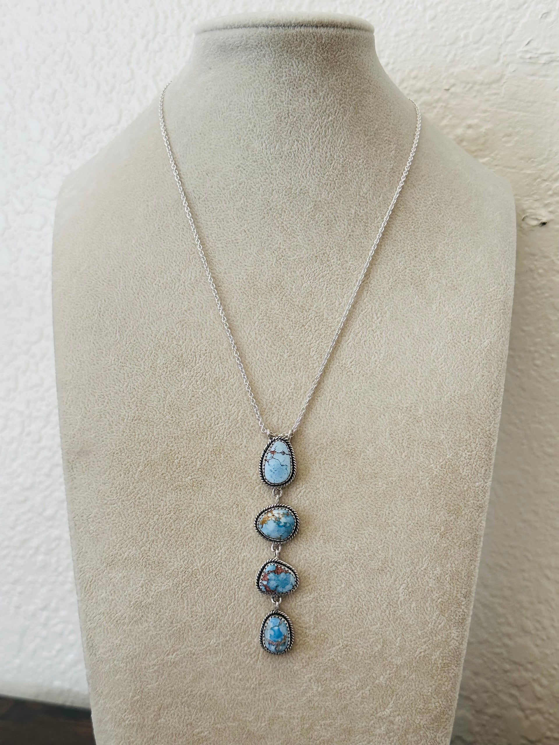 Southwest Handmade Golden Hills Turquoise & Sterling Silver Necklace