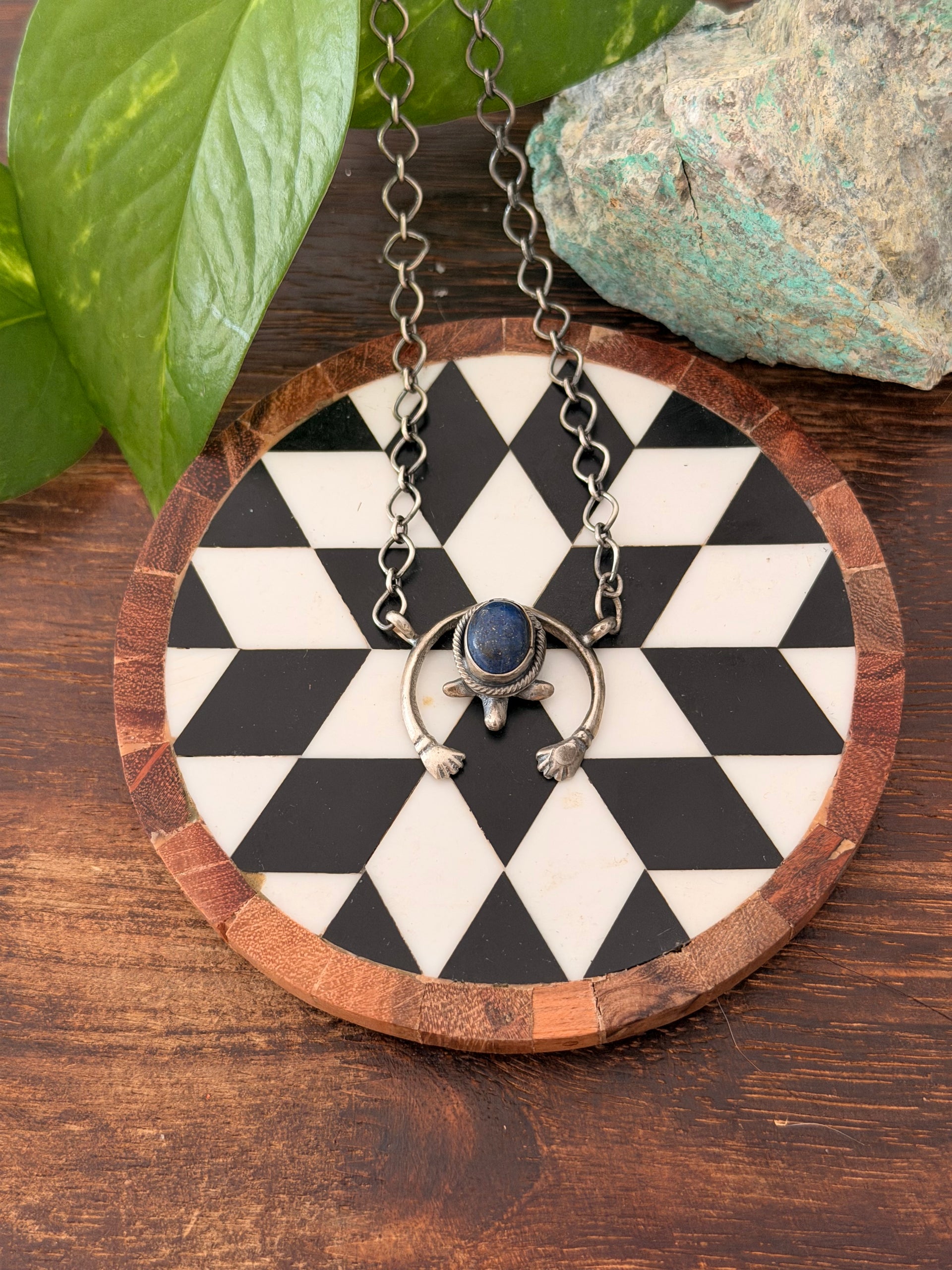 Navajo Made Lapis & Sterling Silver Necklace