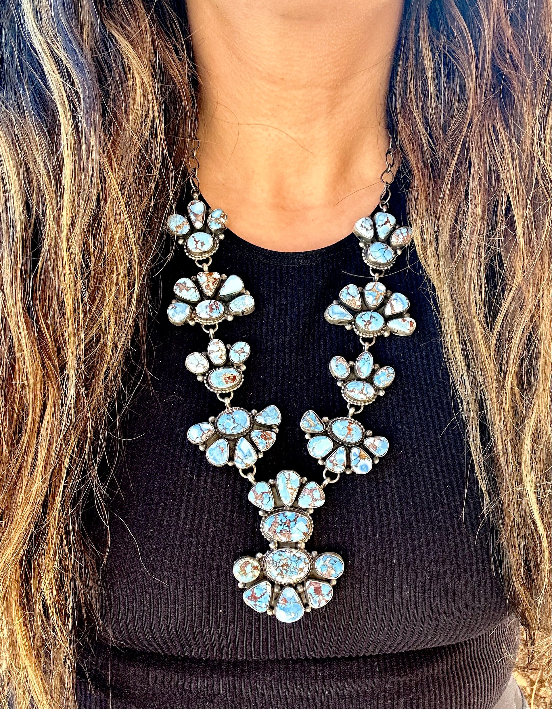 Sheila Becenti Golden Hill’s Turquoise & Sterling Silver Necklace Set