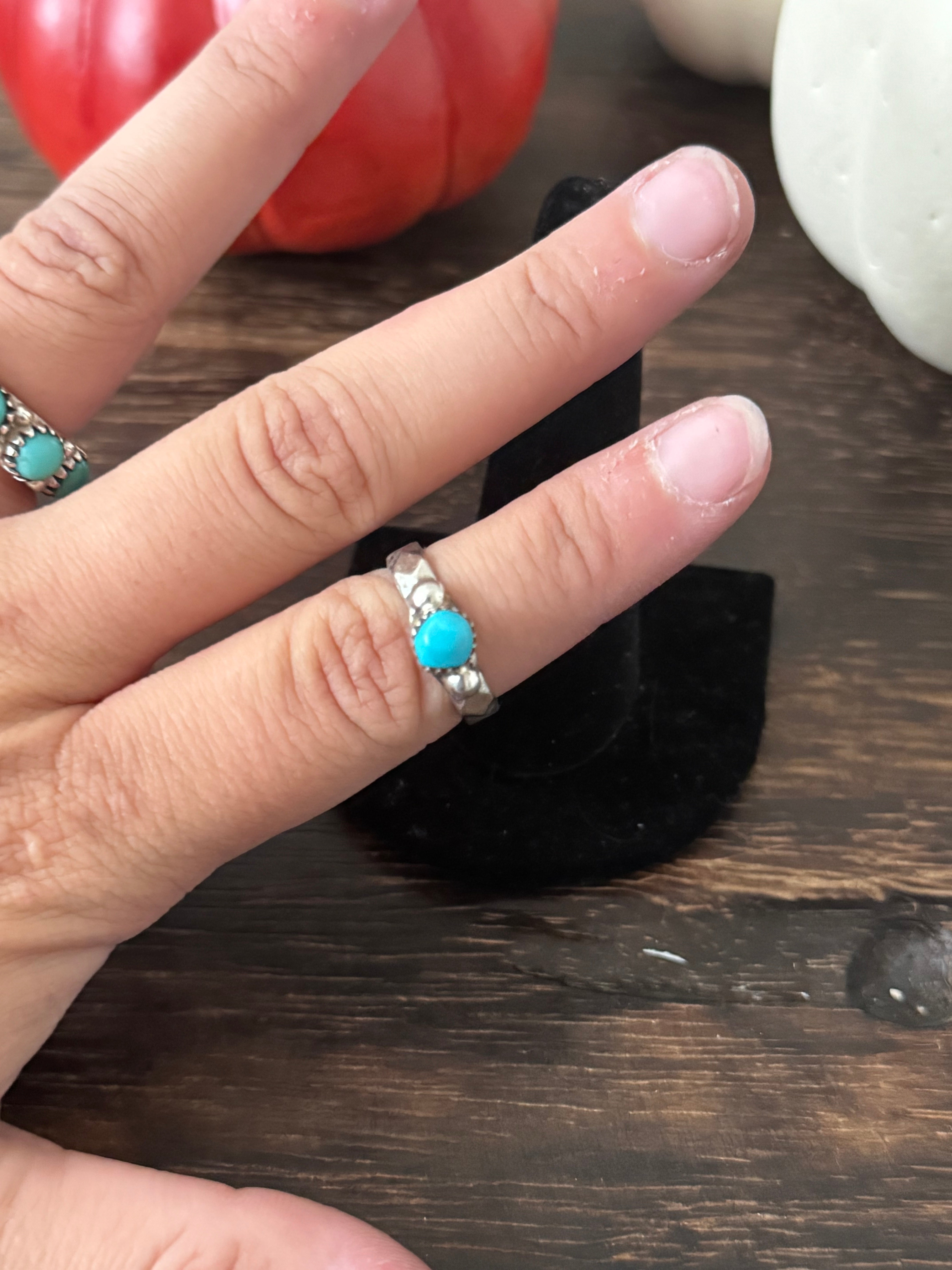 Navajo Made Kingman Turquoise & Sterling Silver Ring