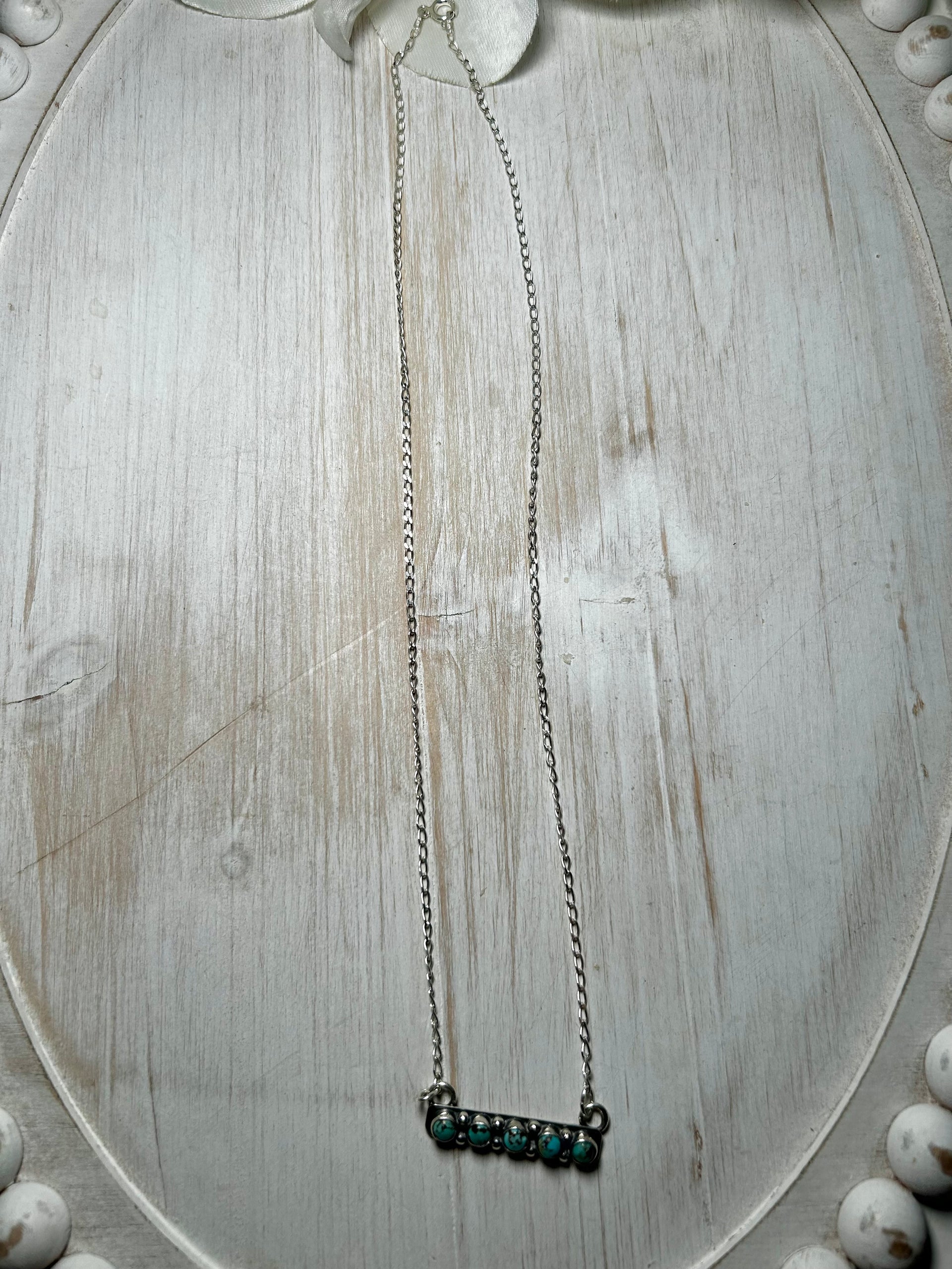 Navajo Made Kingman Turquoise & Sterling Silver Necklace