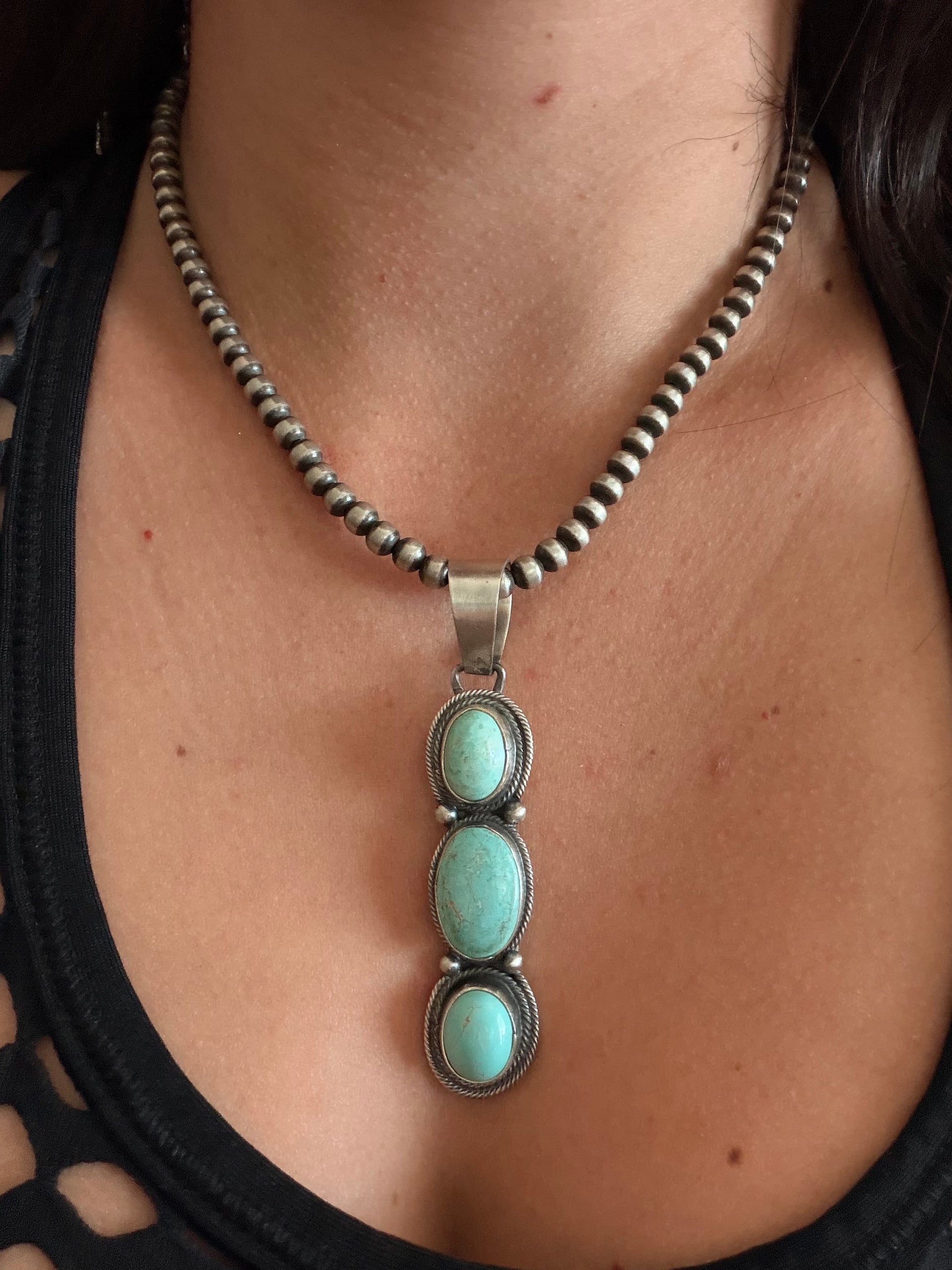 Bobby Johnson Mixed Turquoise & Sterling Silver Pendant
