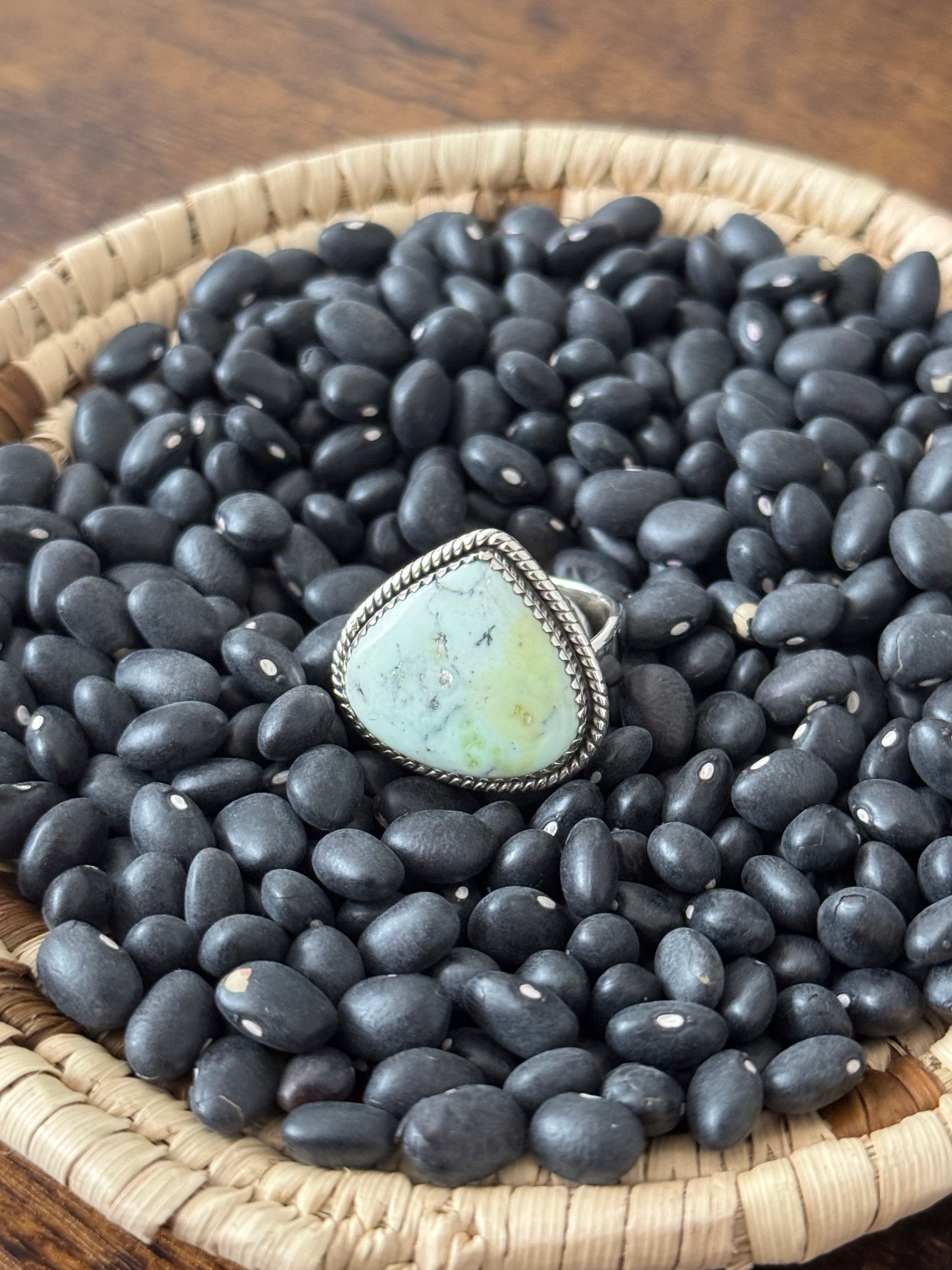 Southwest Handmade Paloma Variscite & Sterling Silver Adjustable Ring