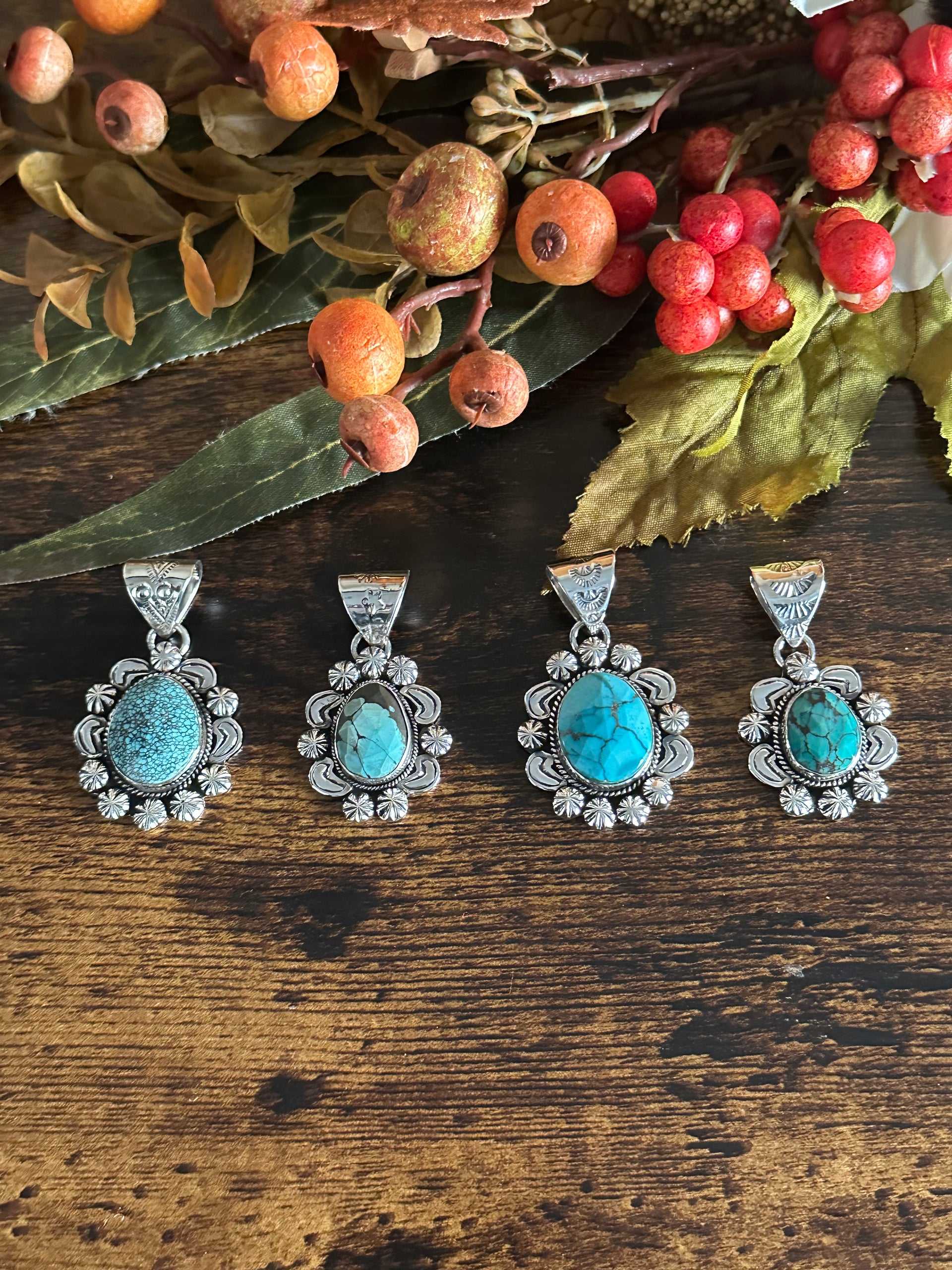 Southwest Handmade Kingman Turquoise & Sterling Silver Pendant